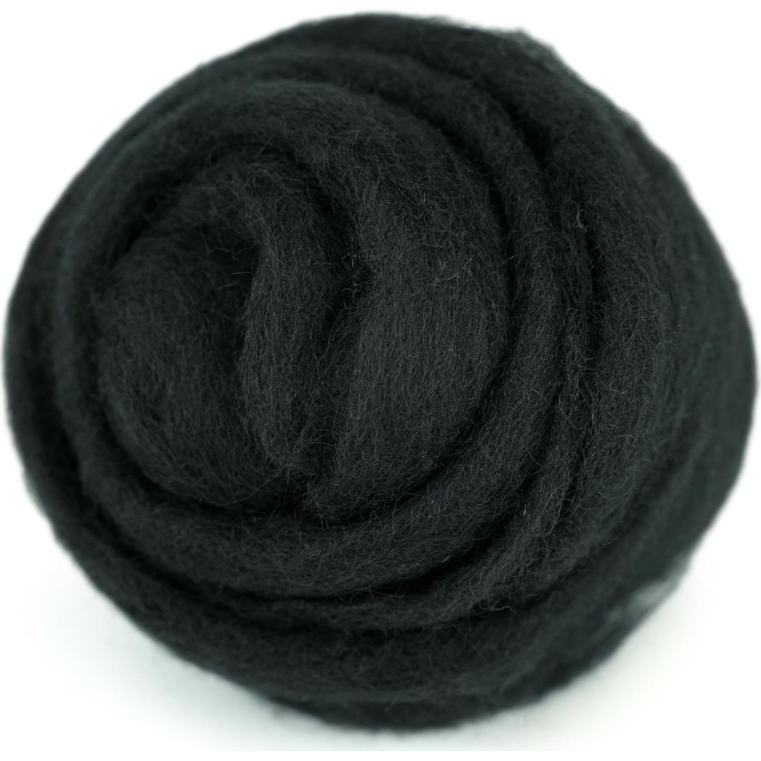 Lana para Fieltro de Aguja Woolbuddy 8oz Negra - Gruesa y Suave