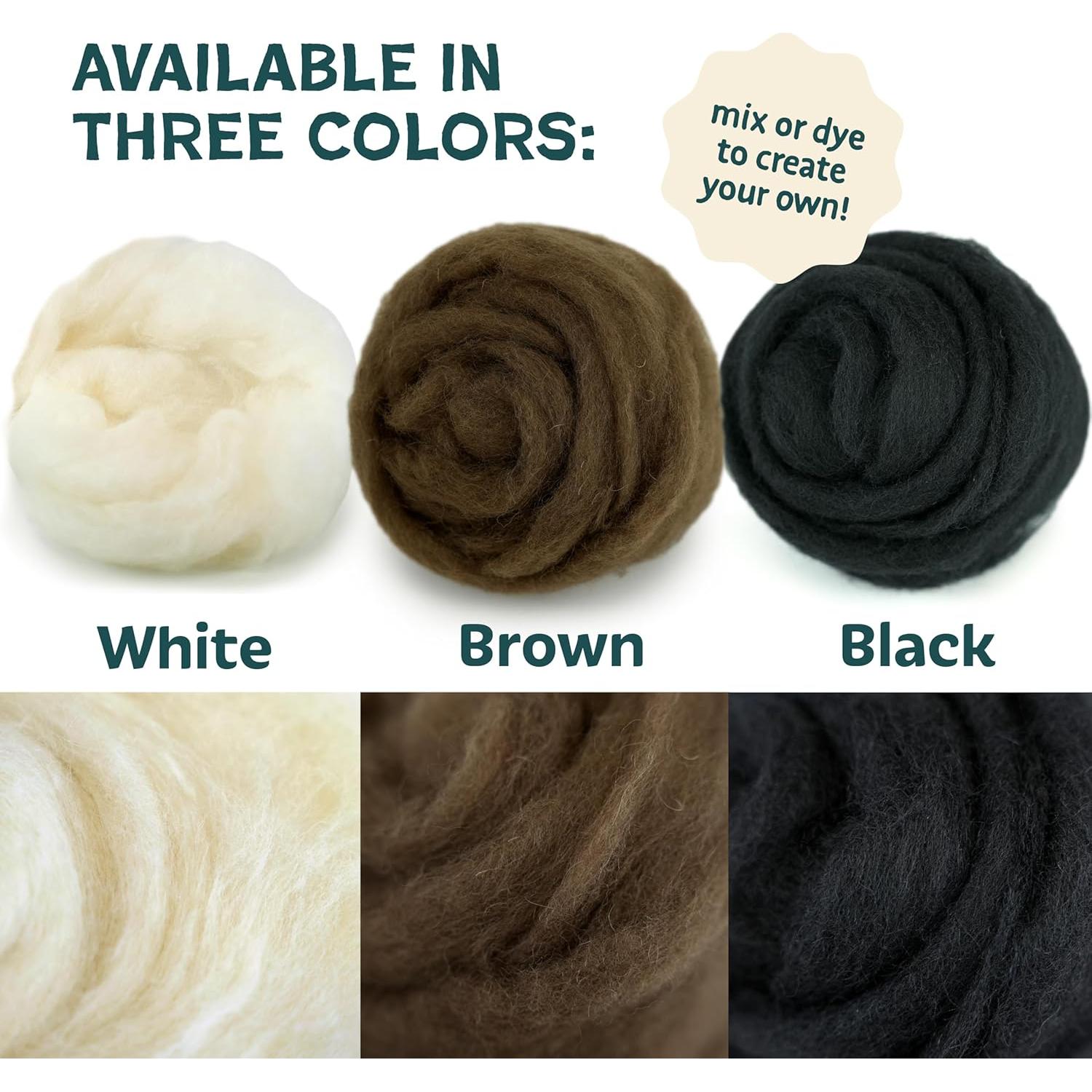 Lana para Fieltro de Aguja Woolbuddy 8oz Negra - Gruesa y Suave