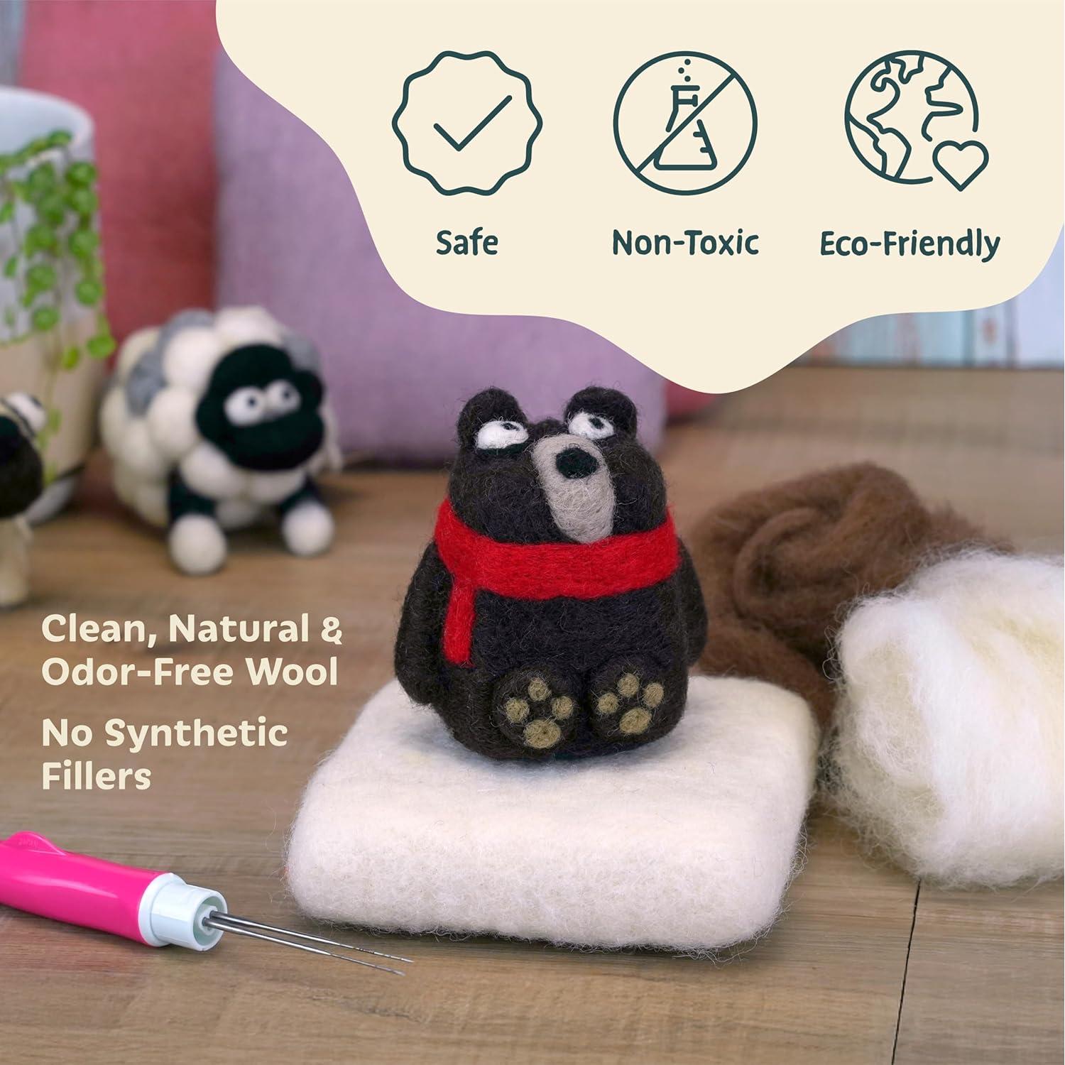 Lana para Fieltro de Aguja Woolbuddy 8oz Negra - Gruesa y Suave