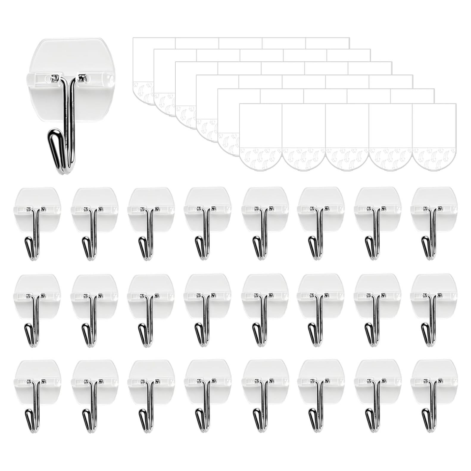 25 Ganchos Adhesivos Transparentes Karsbarwe + 30 Tiras Removibles