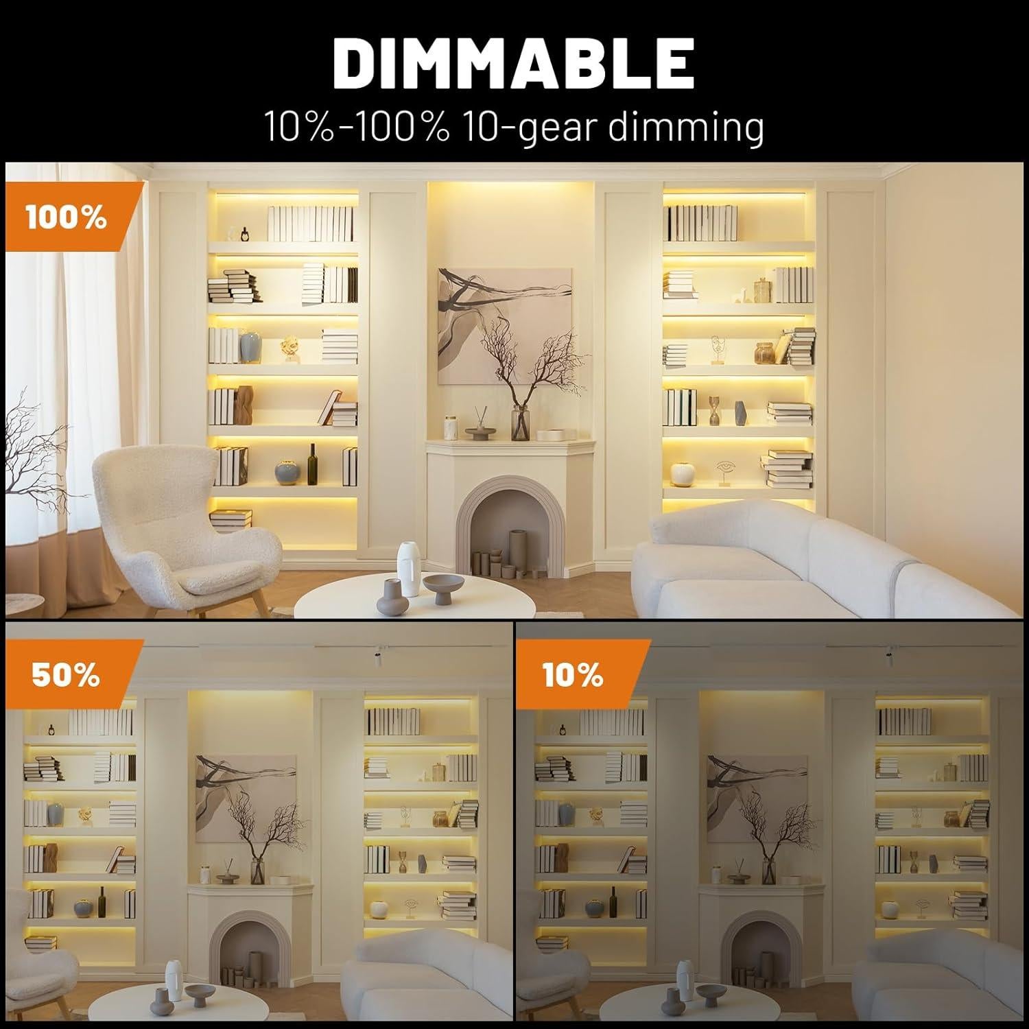 Tira de luces LED COB Roran 5m 3000K con control remoto