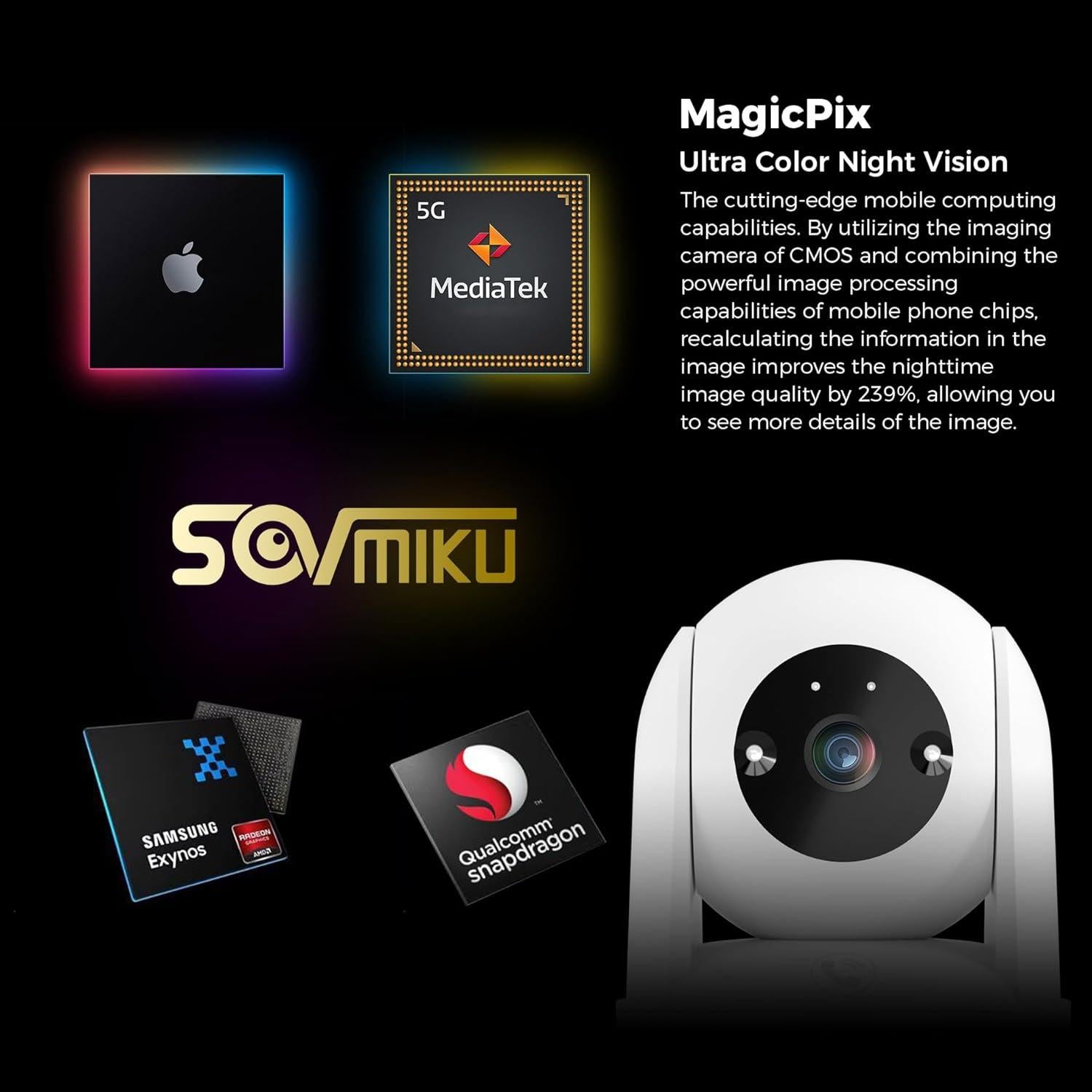 Cámara de Seguridad Sovmiku 2CB2 2K con AI y Visión Nocturna