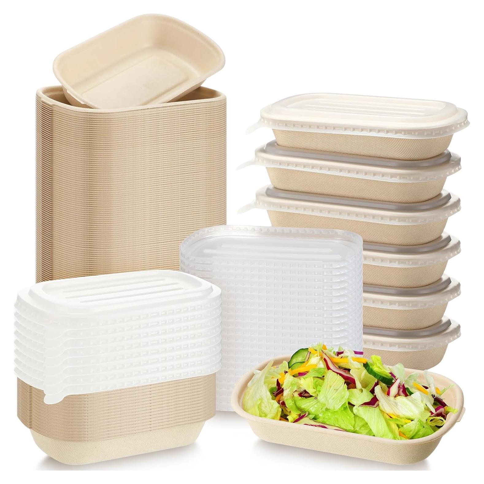 Remerry 100 Tazones Desechables con Tapas 17 oz para Comida