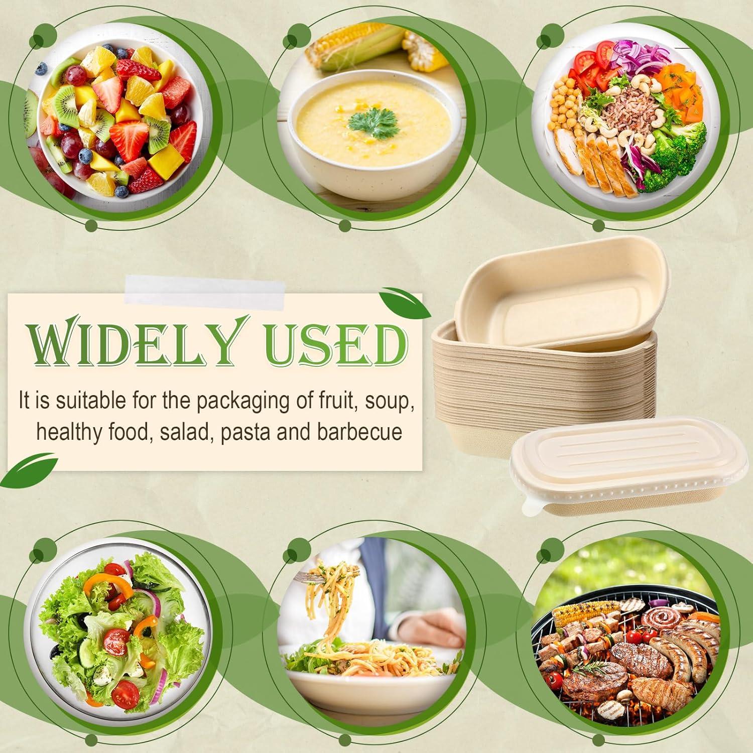 Remerry 100 Tazones Desechables con Tapas 17 oz para Comida