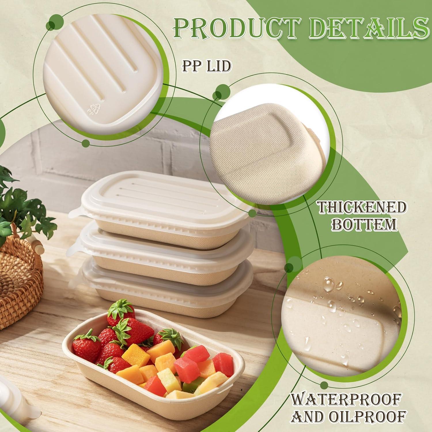 Remerry 100 Tazones Desechables con Tapas 17 oz para Comida