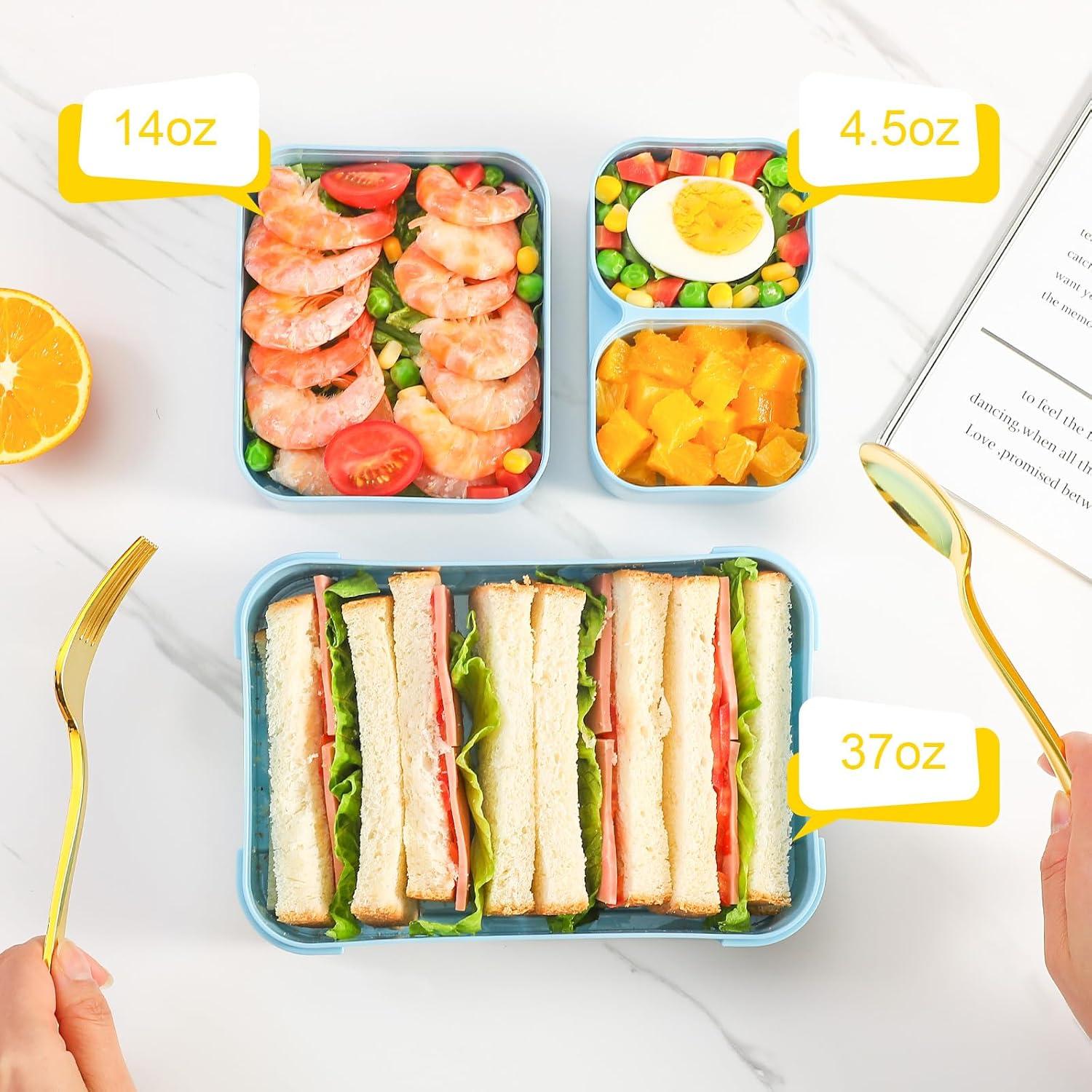 Caja Bento Almuerzo Jurun 1100ml Azul - A prueba de Fugas