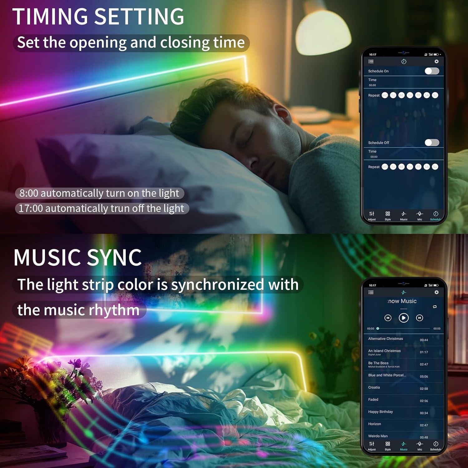 Tira LED COB RGB 20FT BUNACET con Control Remoto y App