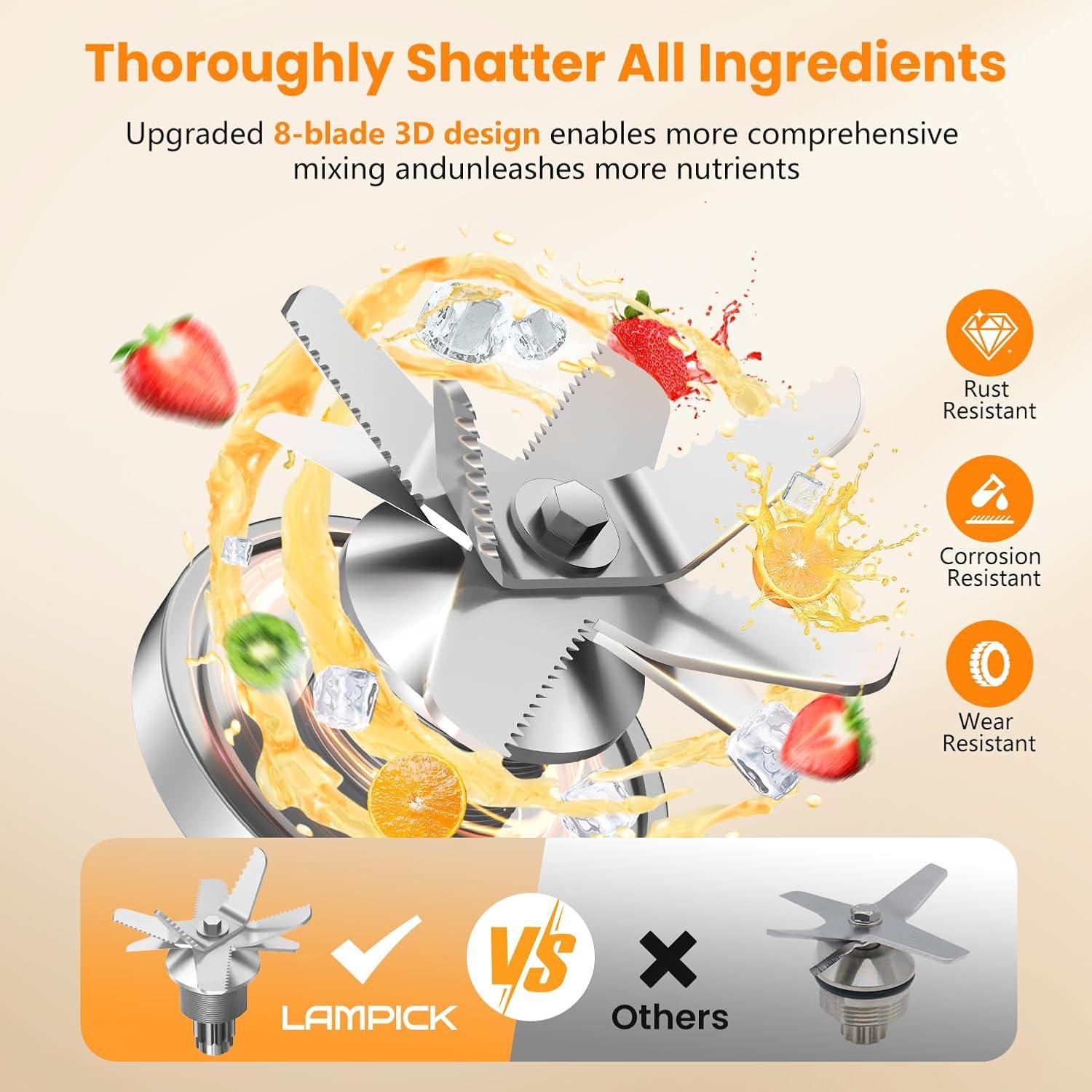 Batidora LAMPICK 2000W 68oz Profesional con Taza 27oz