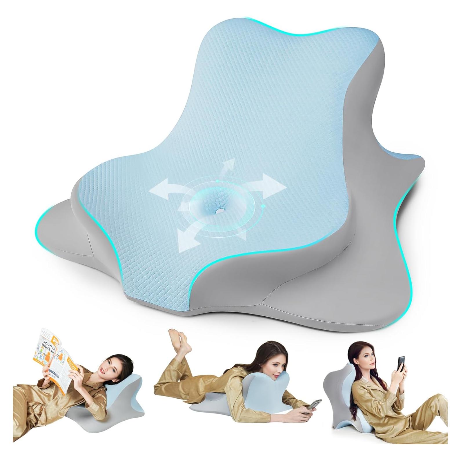 Almohada de Lectura Ergonómica WOGAHEV - Espuma Viscoelástica Azul