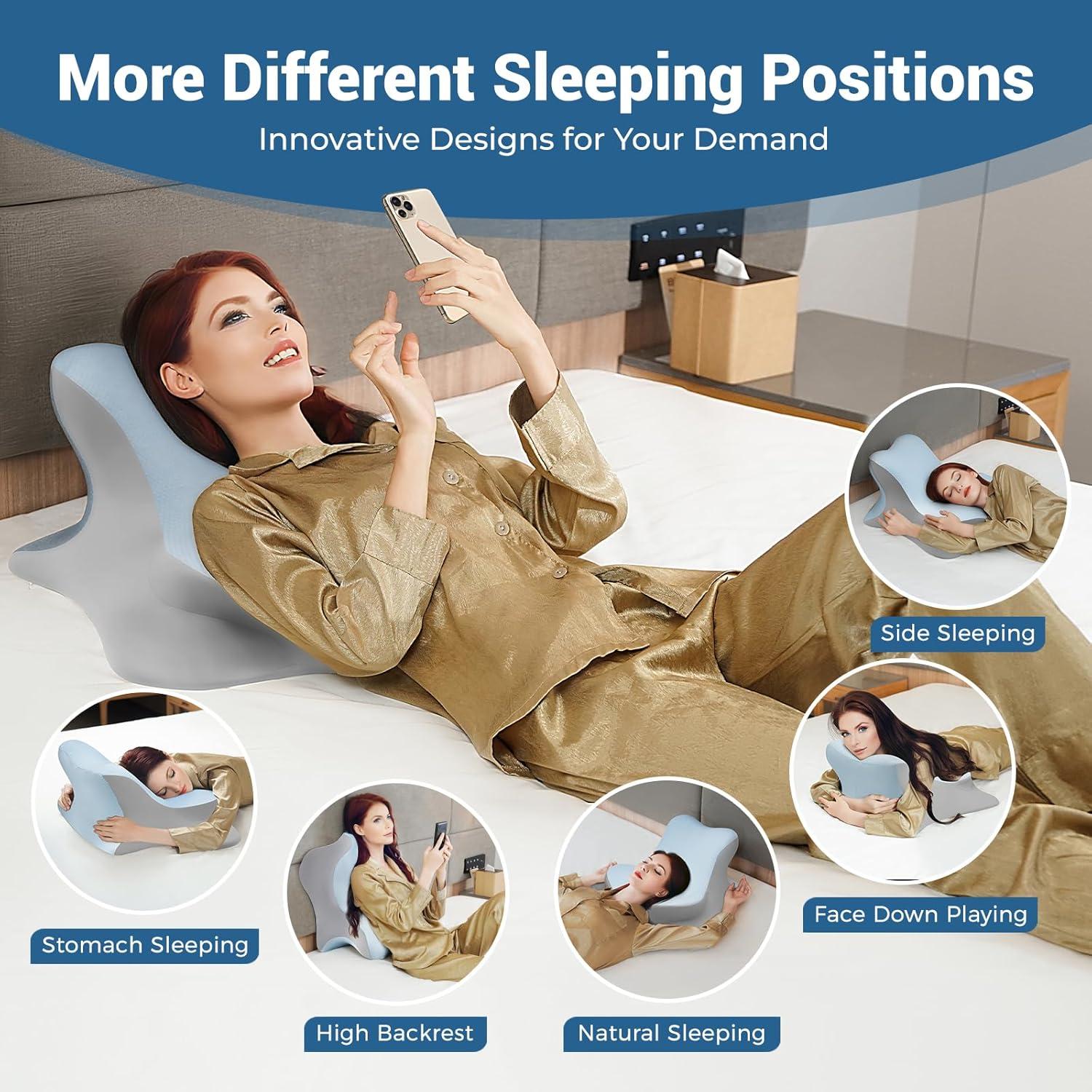 Almohada de Lectura Ergonómica WOGAHEV - Espuma Viscoelástica Azul