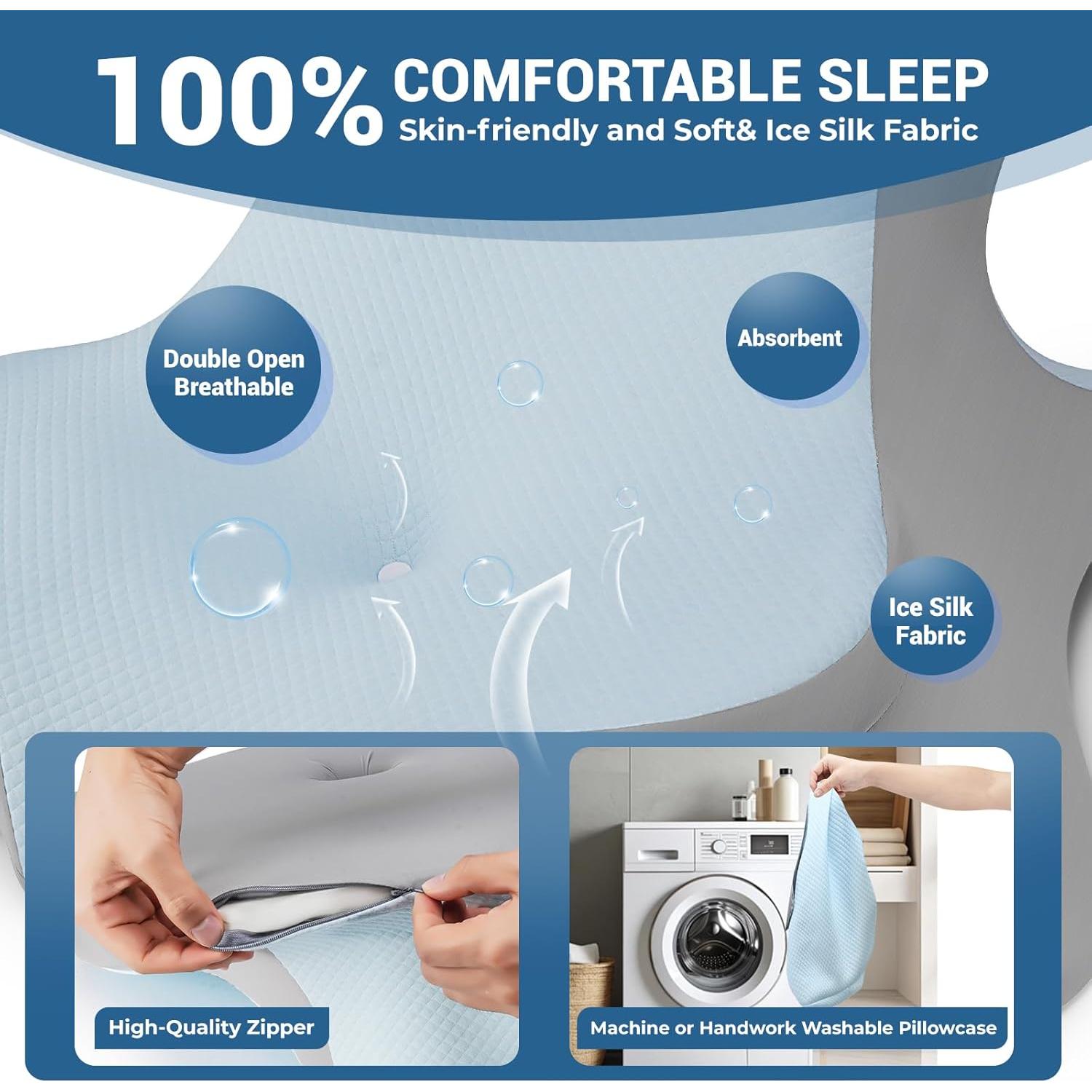 Almohada de Lectura Ergonómica WOGAHEV - Espuma Viscoelástica Azul