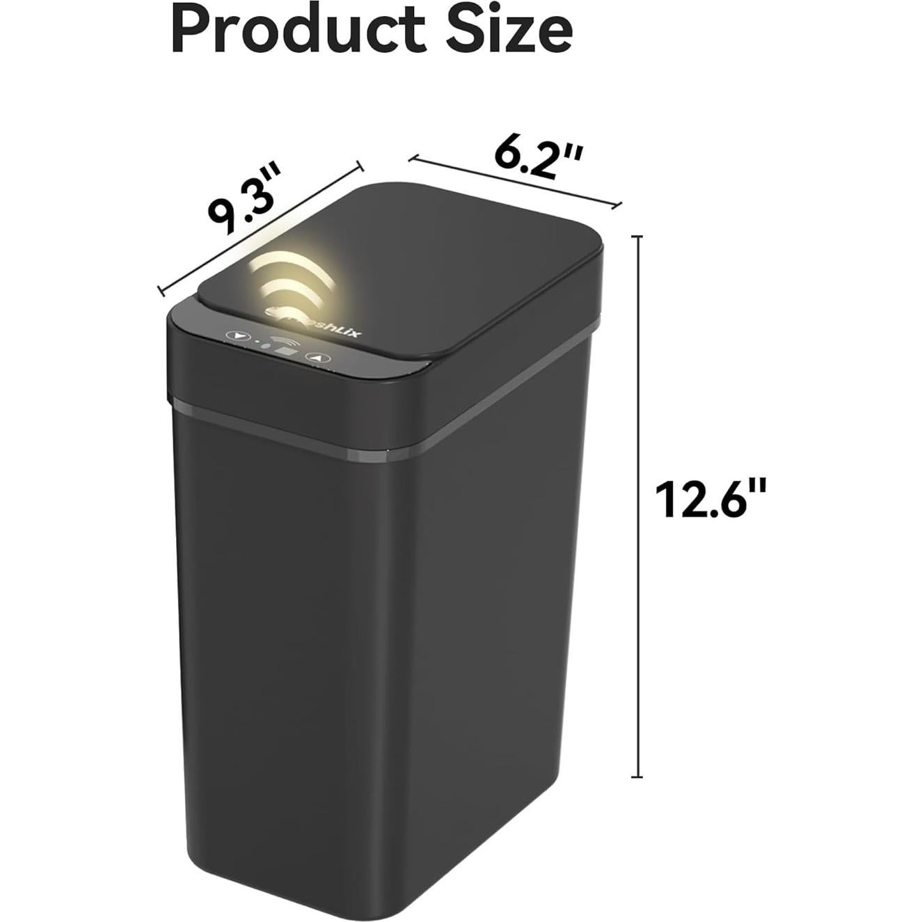 Set de 3 botes de basura automáticos Aimashi 9.84L negro