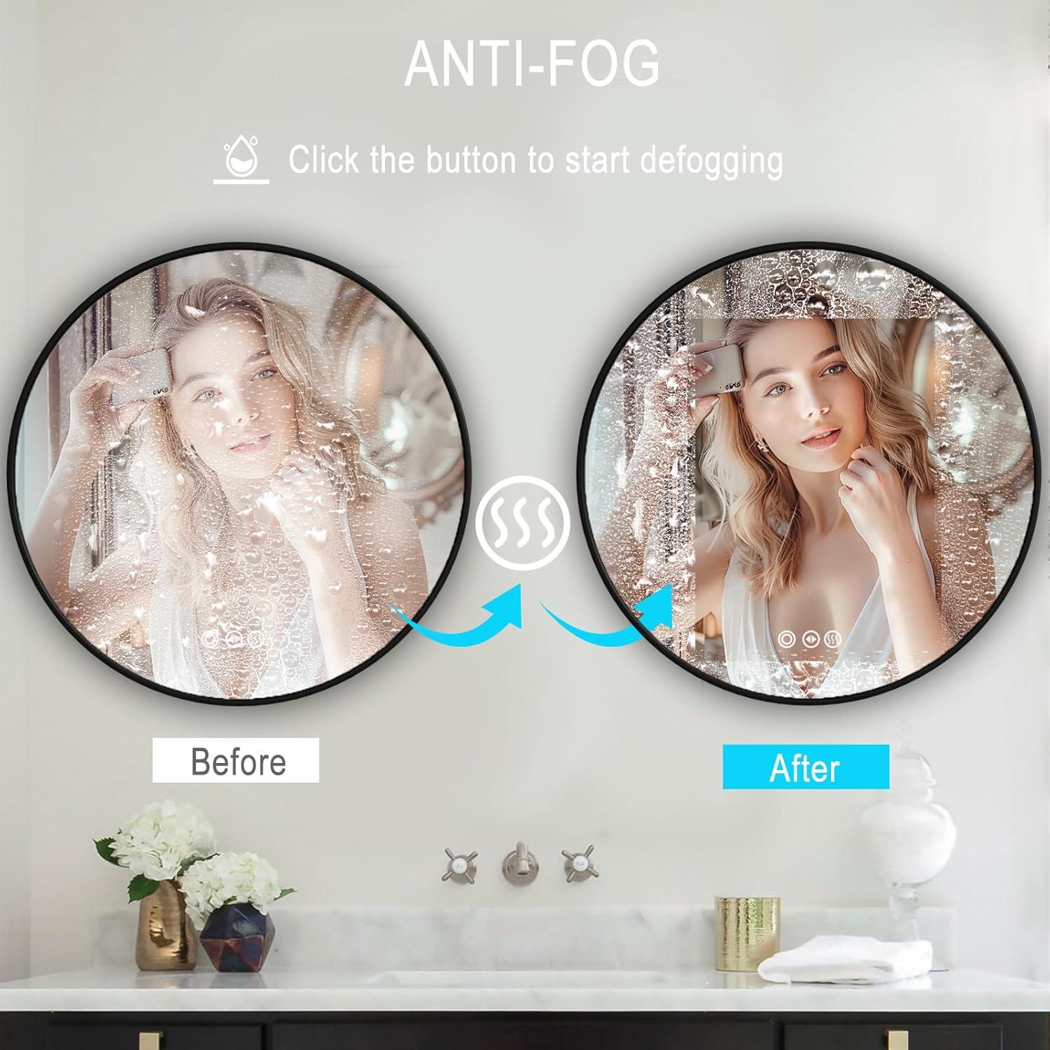 Espejo de Baño Redondo YIDABATH 61x61 cm con Luz LED y Anti-vaho