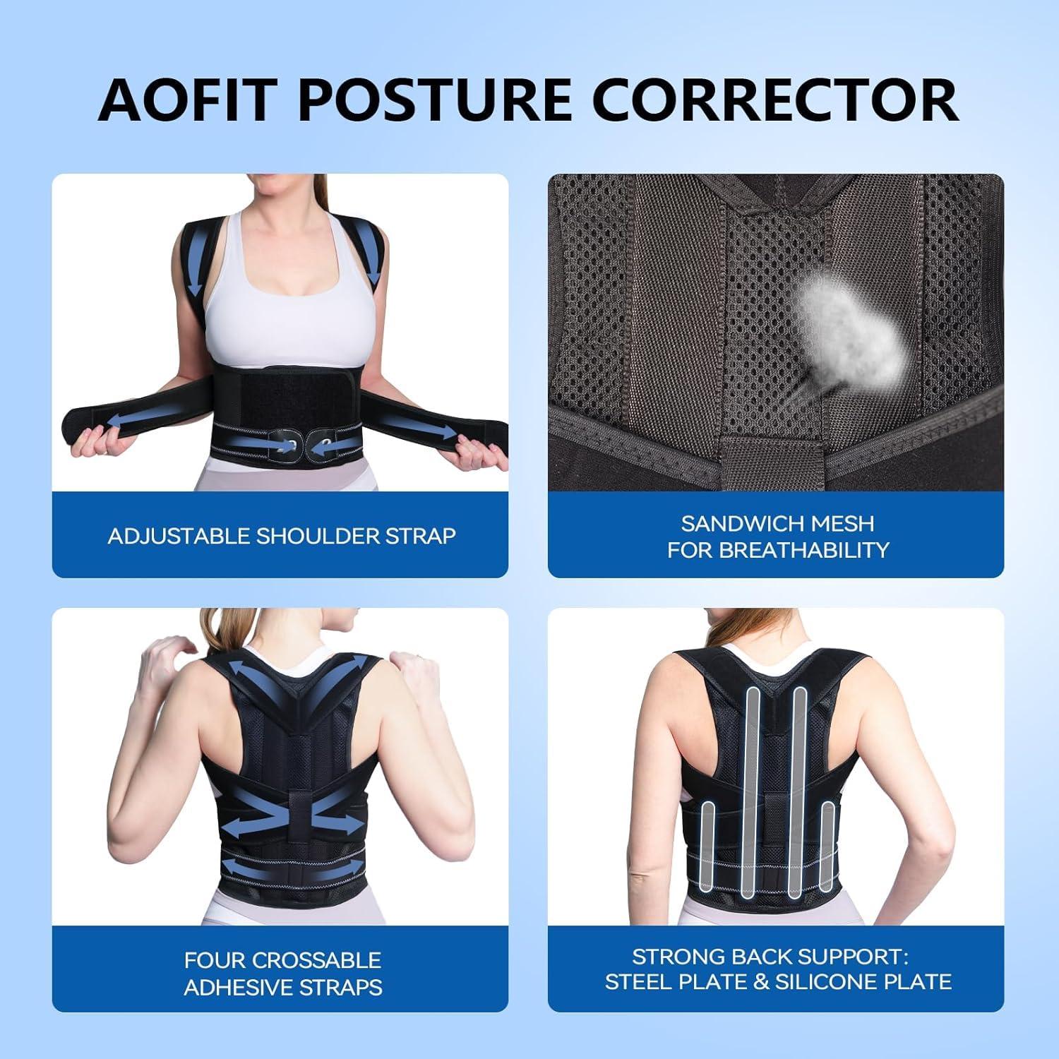 Corrector de Postura AOFIT Faja Ajustable Negro Pequeño