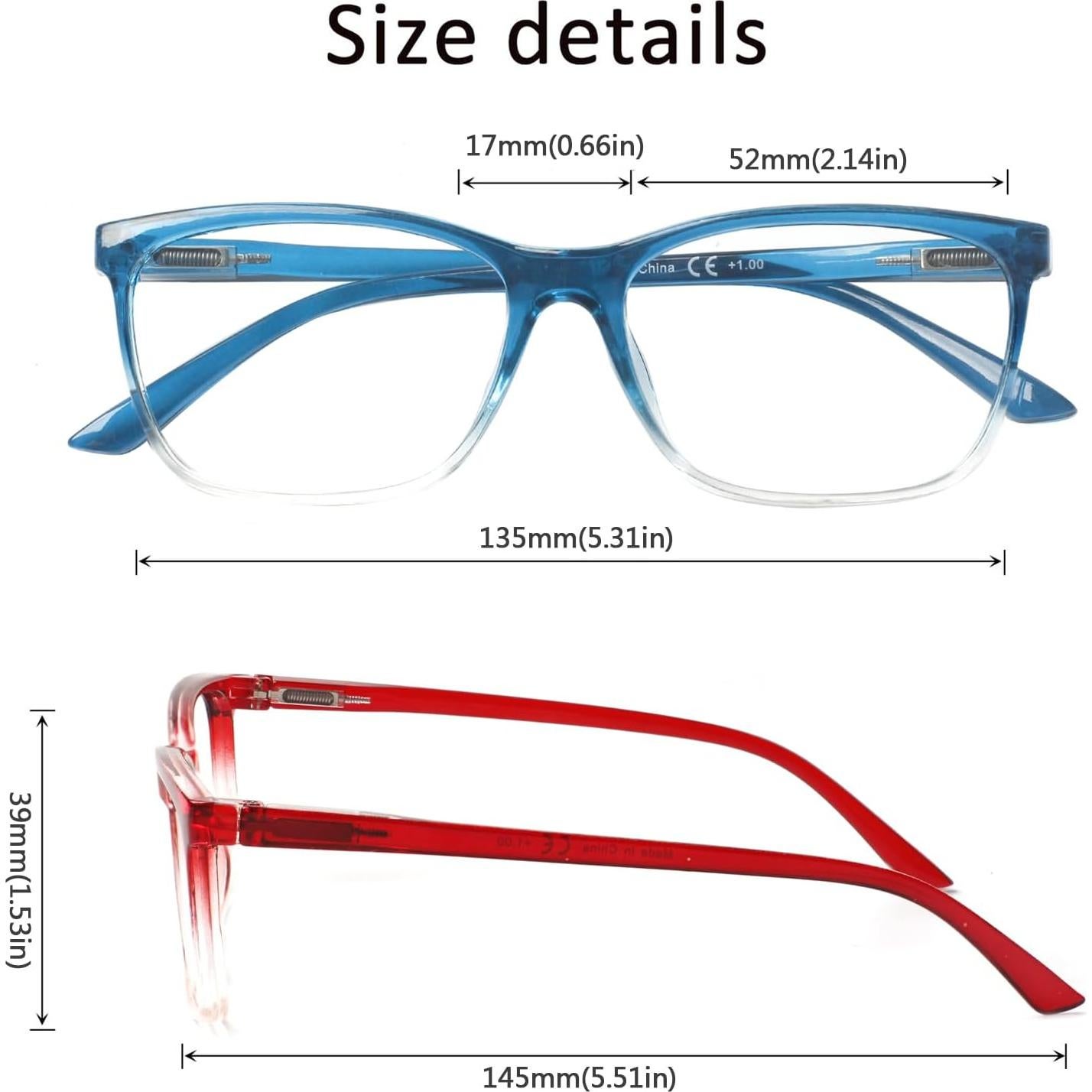 Gafas de Lectura Henotin 4 Paquete Mujeres Anti Luz Azul 1.0x