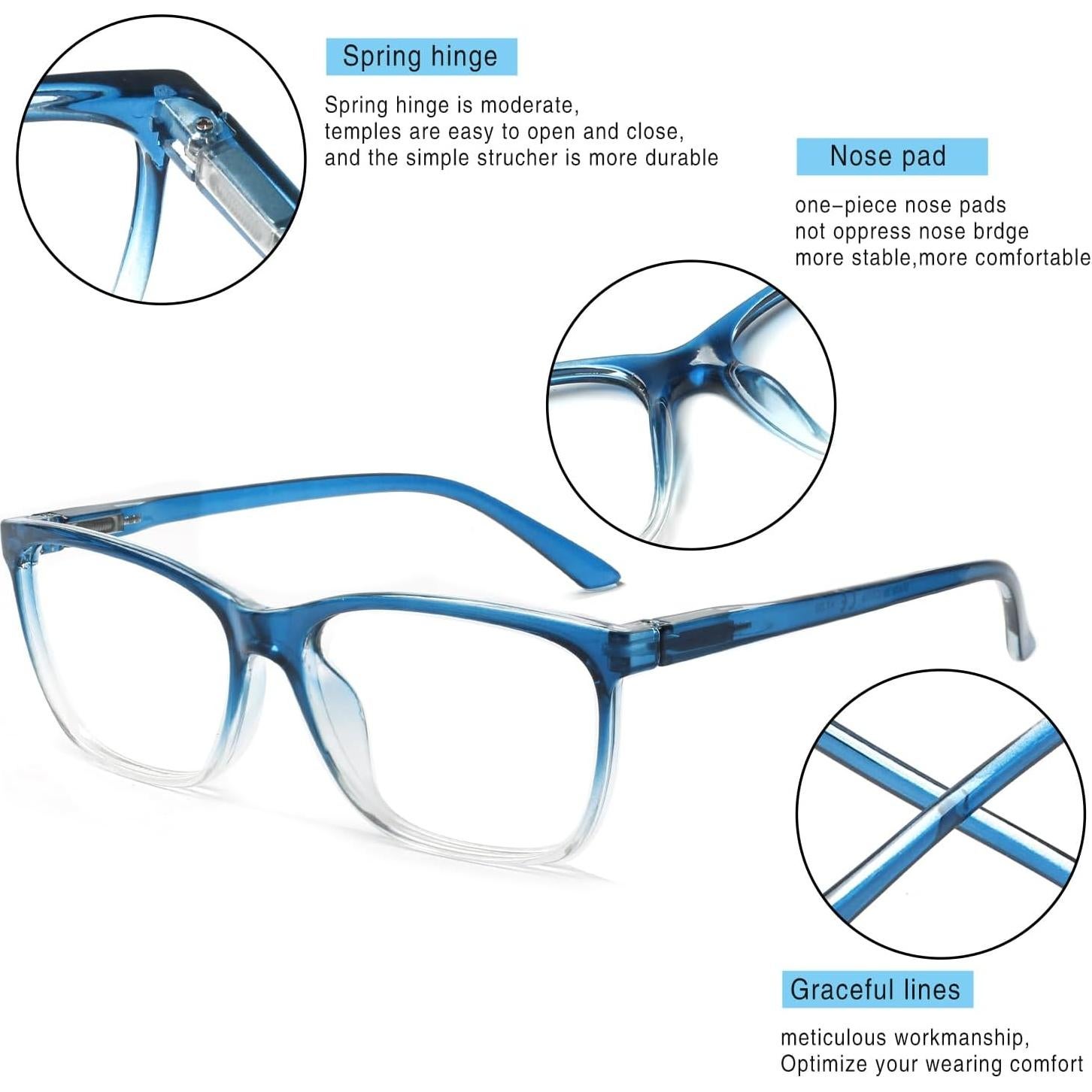 Gafas de Lectura Henotin 4 Paquete Mujeres Anti Luz Azul 1.0x