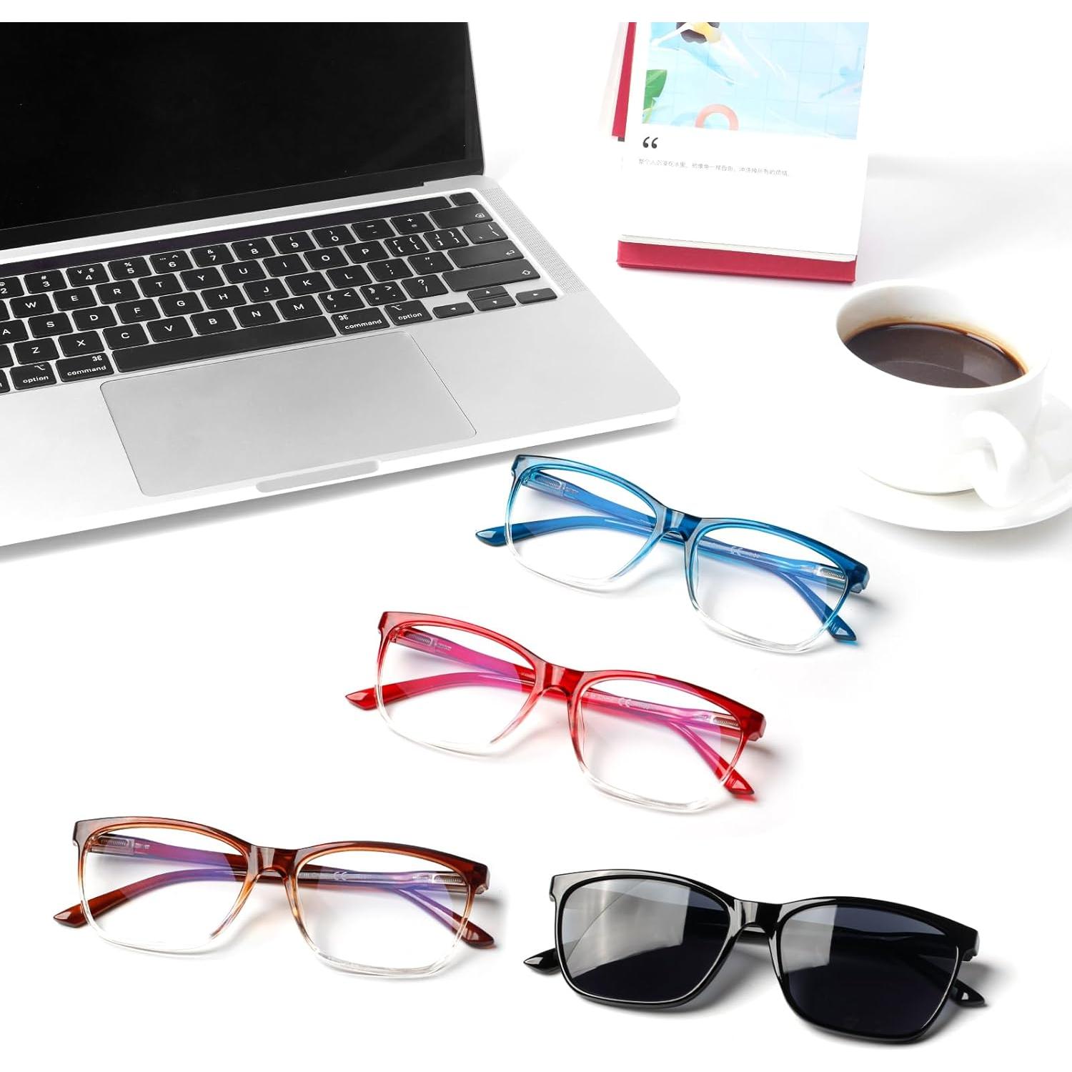 Gafas de Lectura Henotin 4 Paquete Mujeres Anti Luz Azul 1.0x