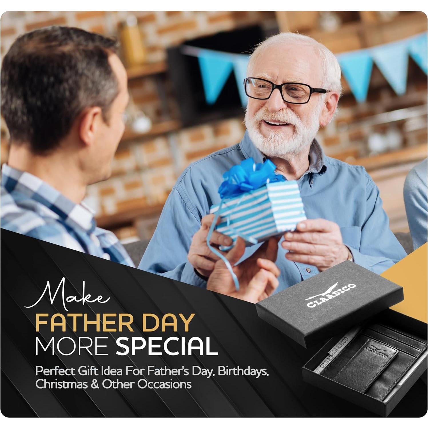 Cartera de Cuero para Hombre con Clip Magnético y RFID - Negro