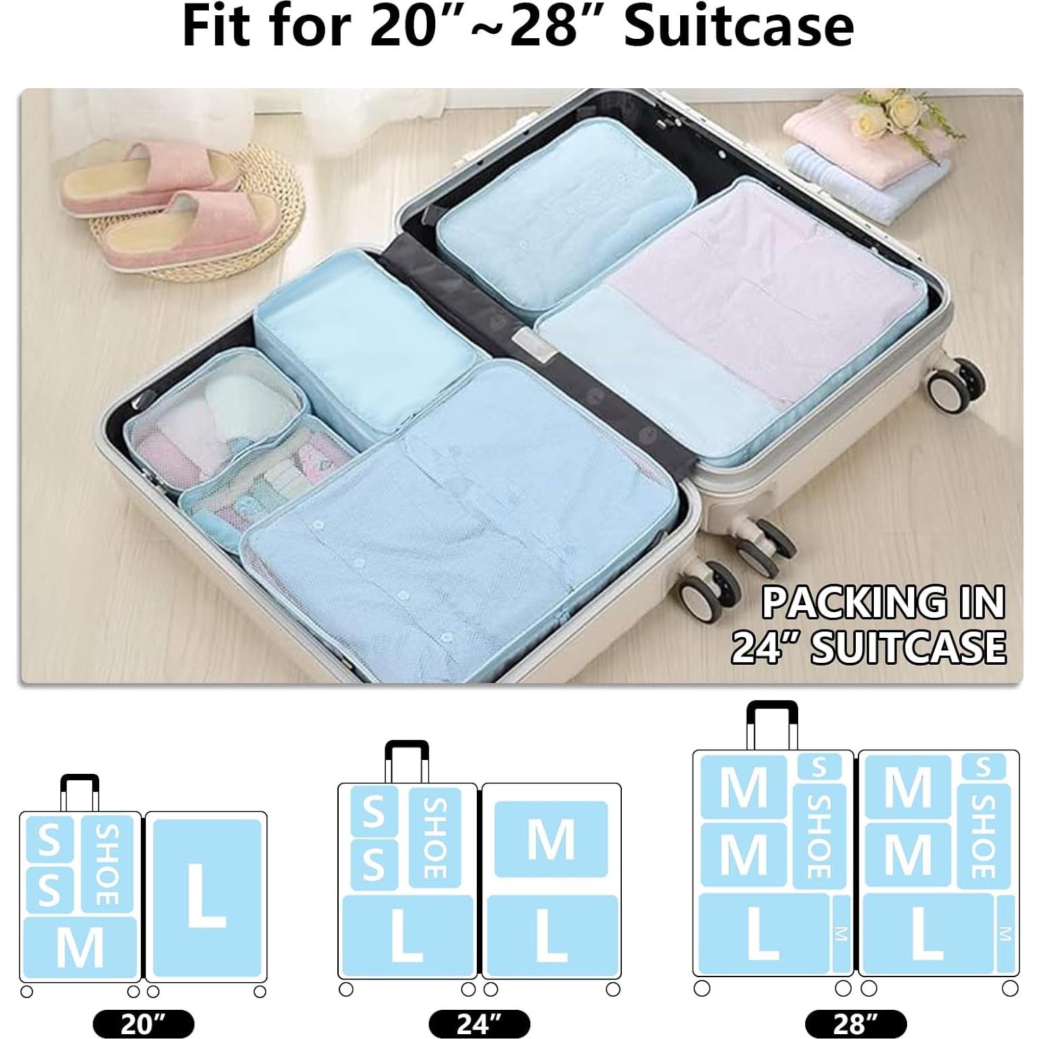 Cubos de Embalaje para Viaje CALACH 6 Piezas Nylon Azul