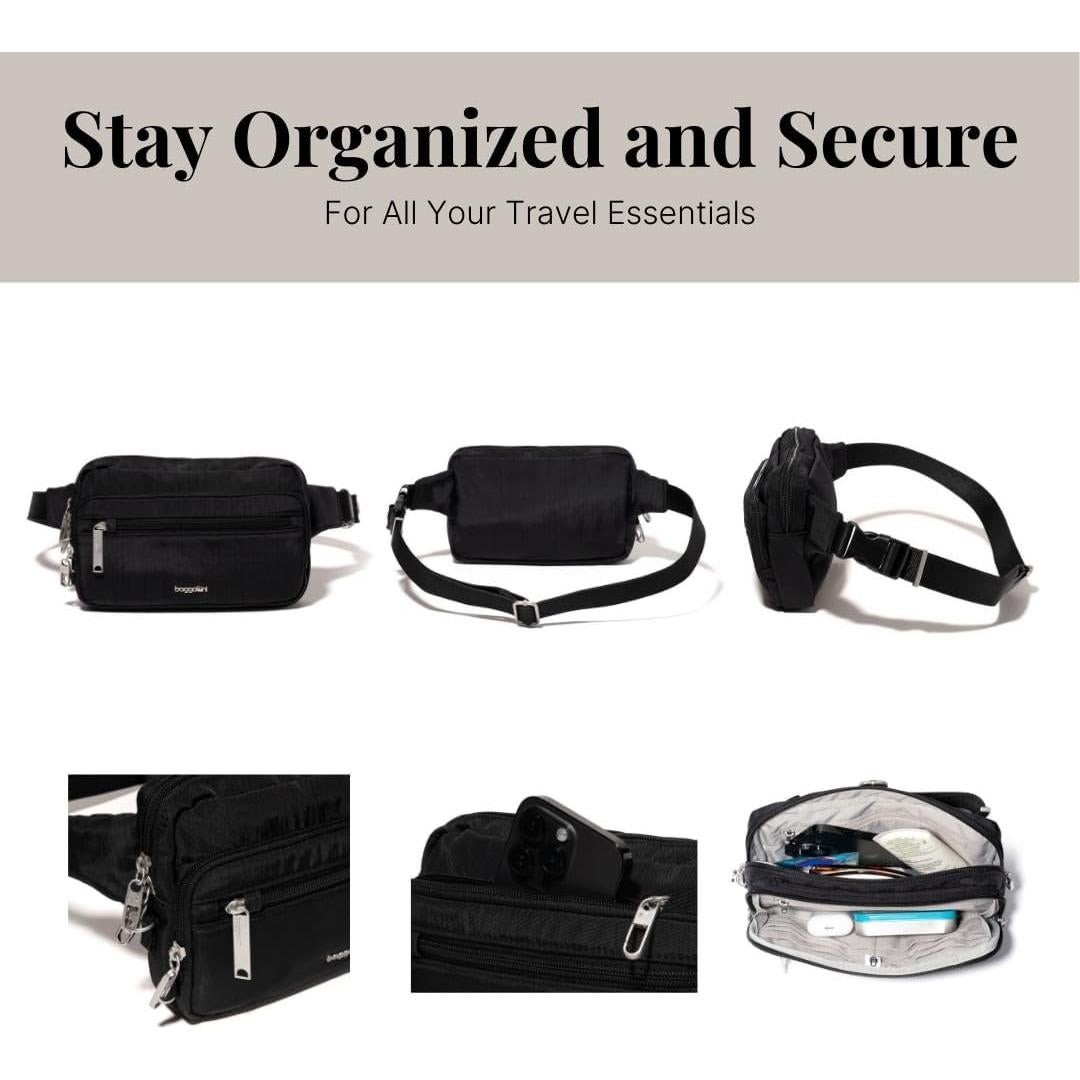 Riñonera Antirrobo Baggallini Securtex Mujer RFID Negra