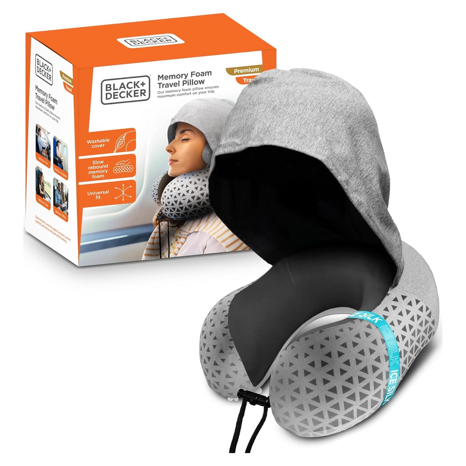 Cojín de Viaje con Capucha BLACK+DECKER Espuma Viscoelástica