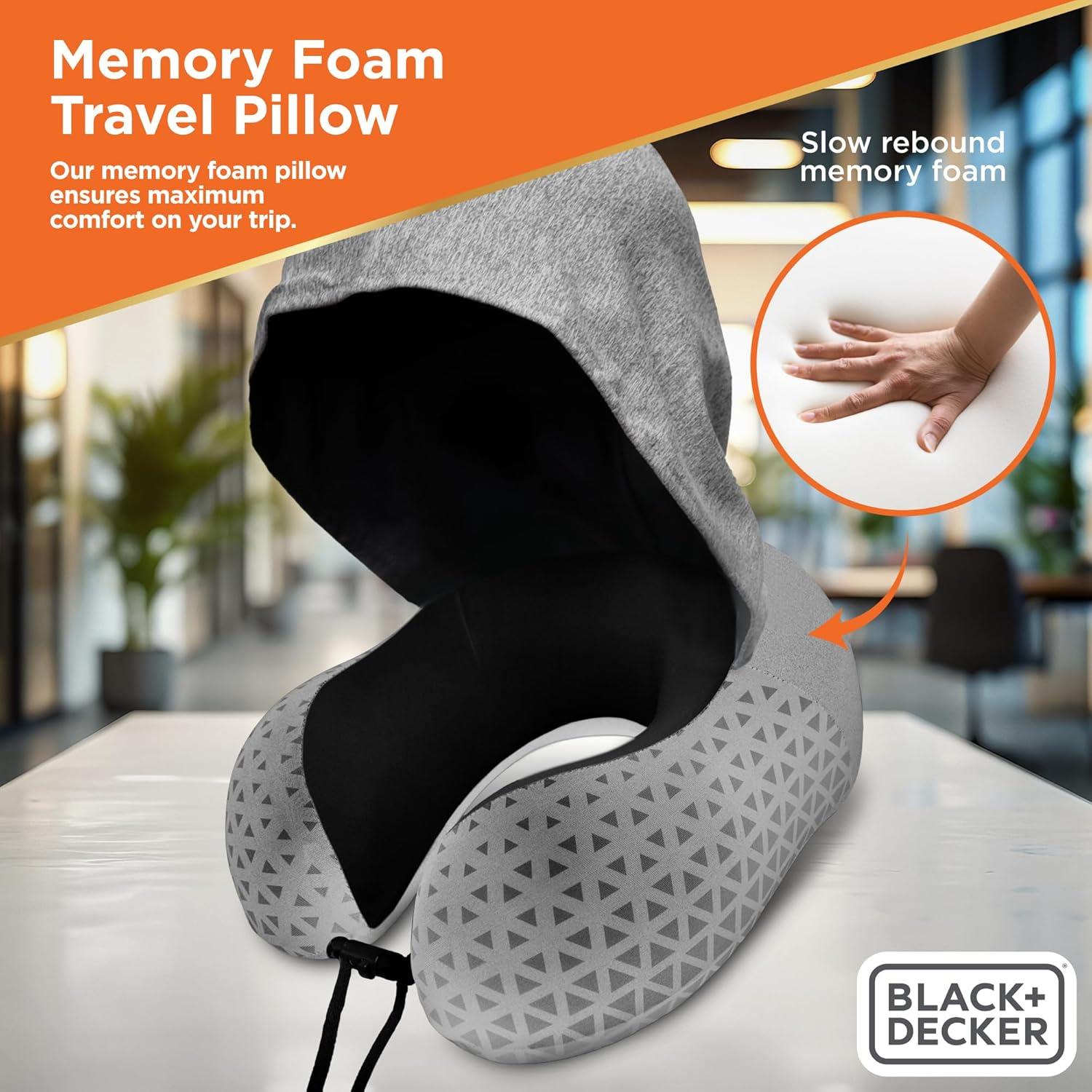 Cojín de Viaje con Capucha BLACK+DECKER Espuma Viscoelástica