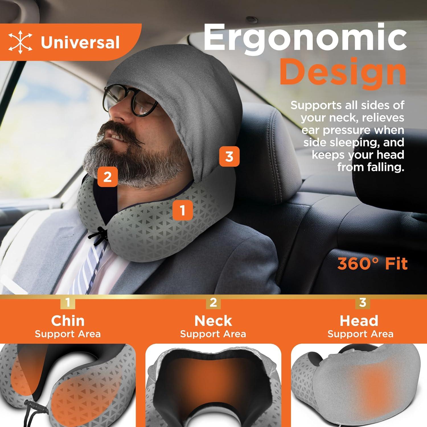 Cojín de Viaje con Capucha BLACK+DECKER Espuma Viscoelástica