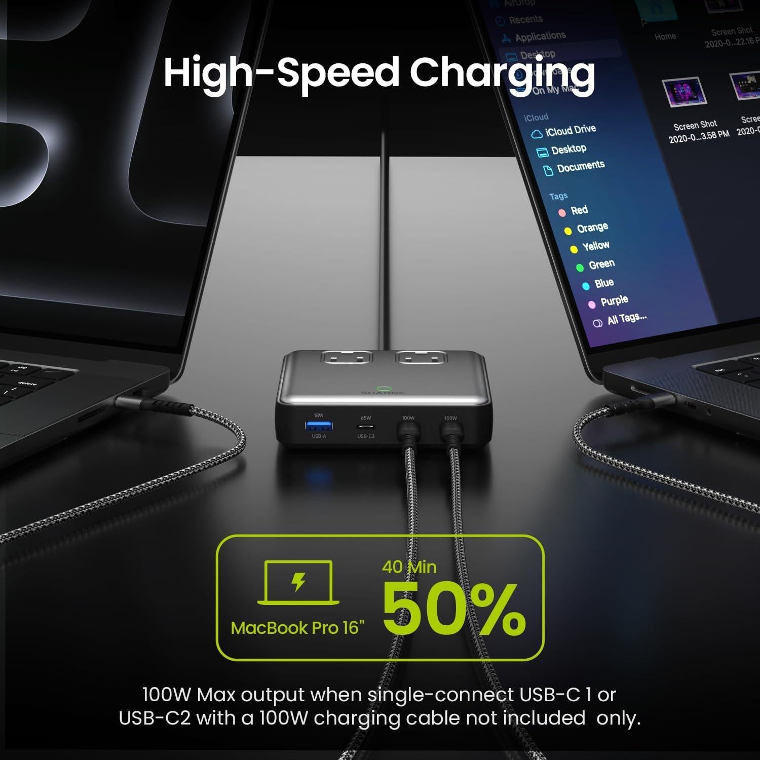 Estación de Carga 6-en-1 Sharge 100W USB-C y USB-A