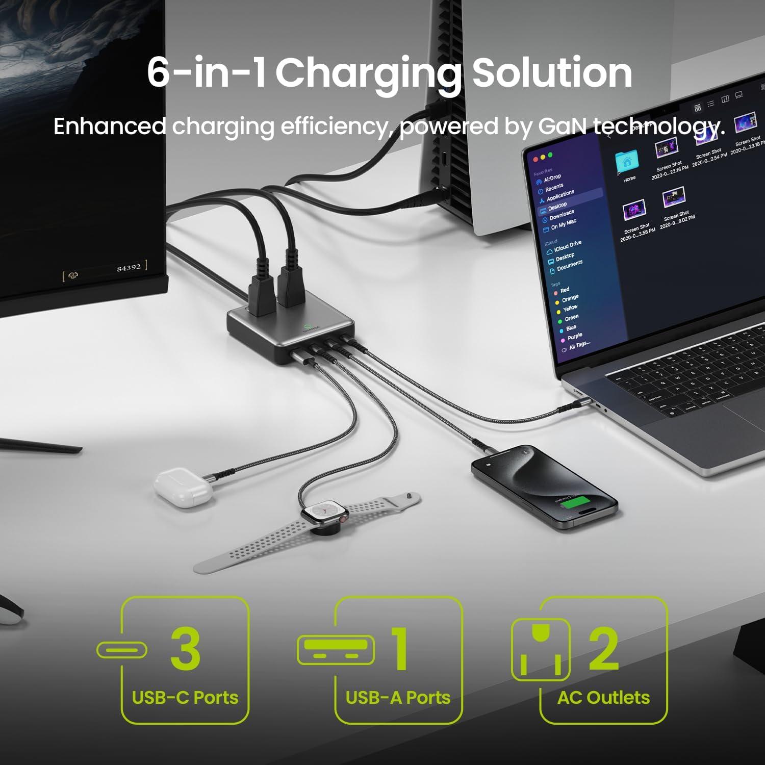 Estación de Carga 6-en-1 Sharge 100W USB-C y USB-A