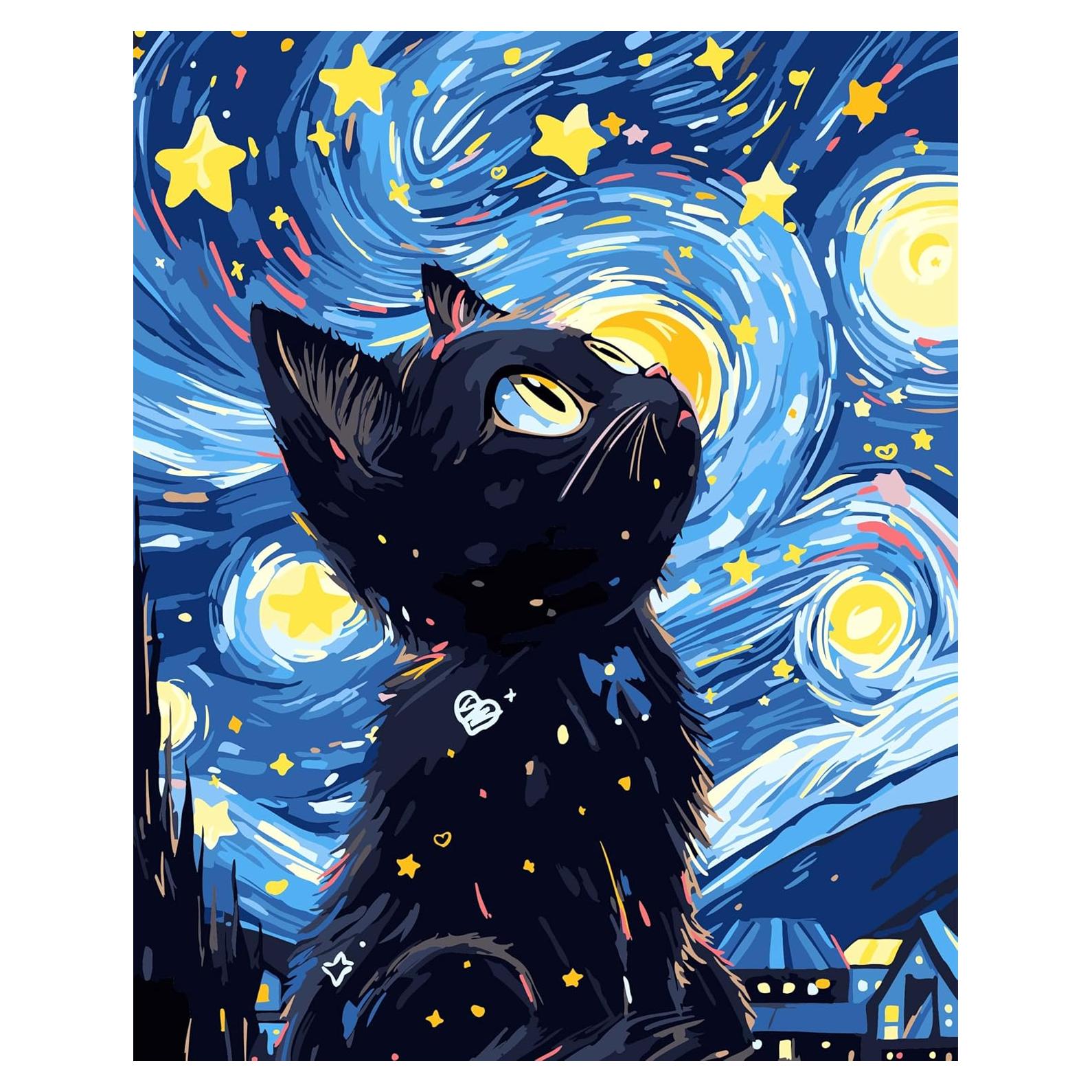 Kit de Pintar por Números Yunnuo Gato Negro 40x51 cm