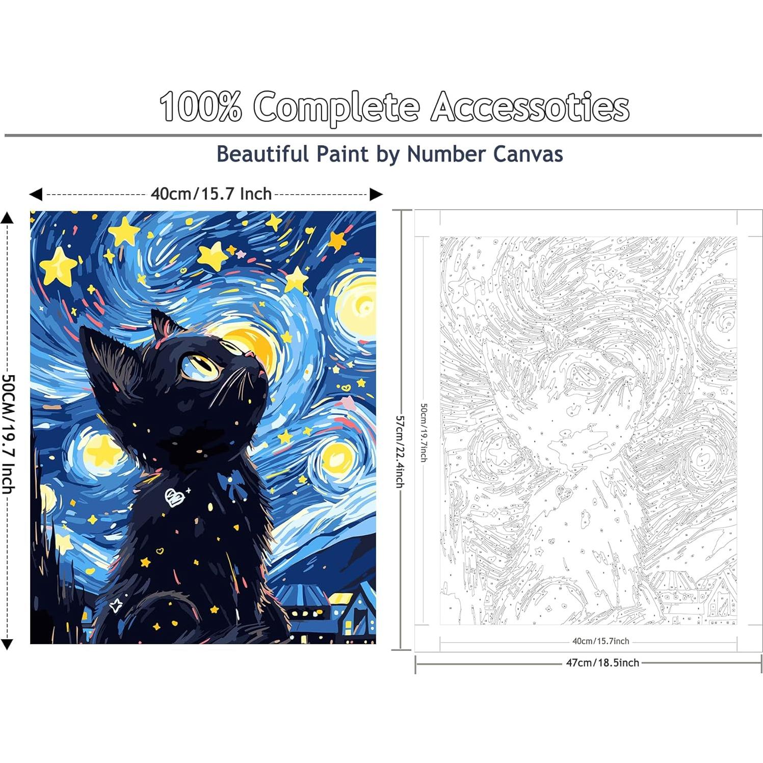Kit de Pintar por Números Yunnuo Gato Negro 40x51 cm