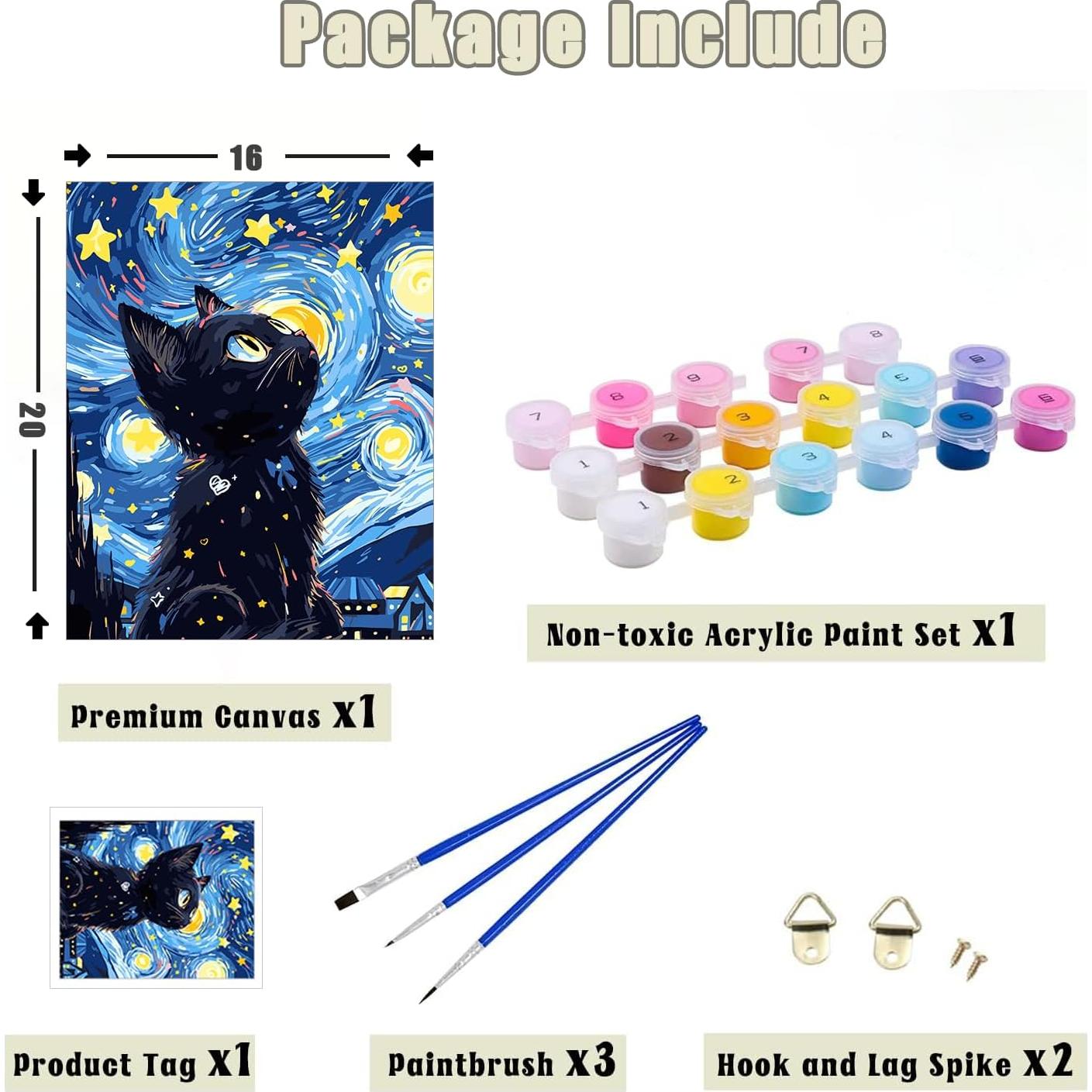 Kit de Pintar por Números Yunnuo Gato Negro 40x51 cm