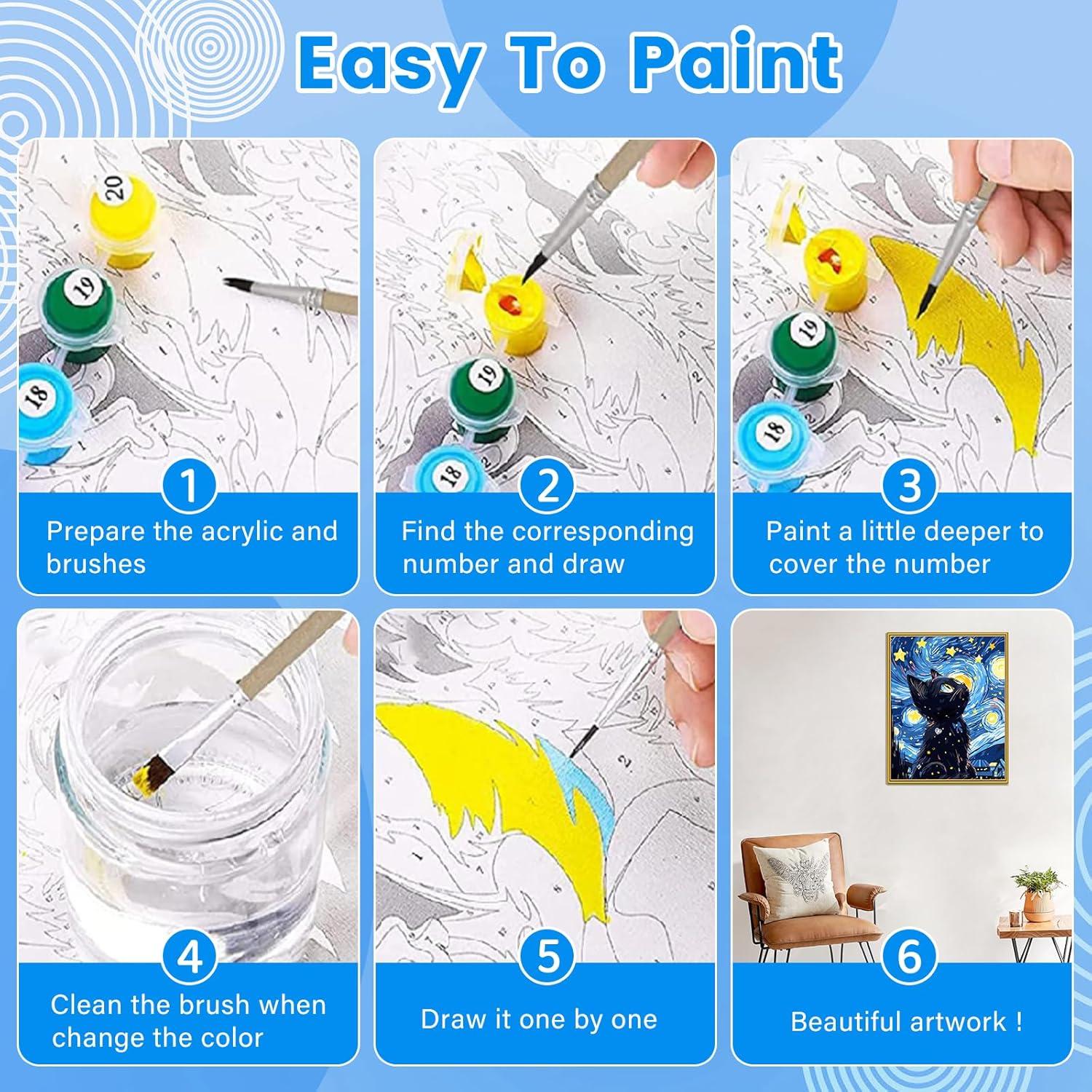 Kit de Pintar por Números Yunnuo Gato Negro 40x51 cm