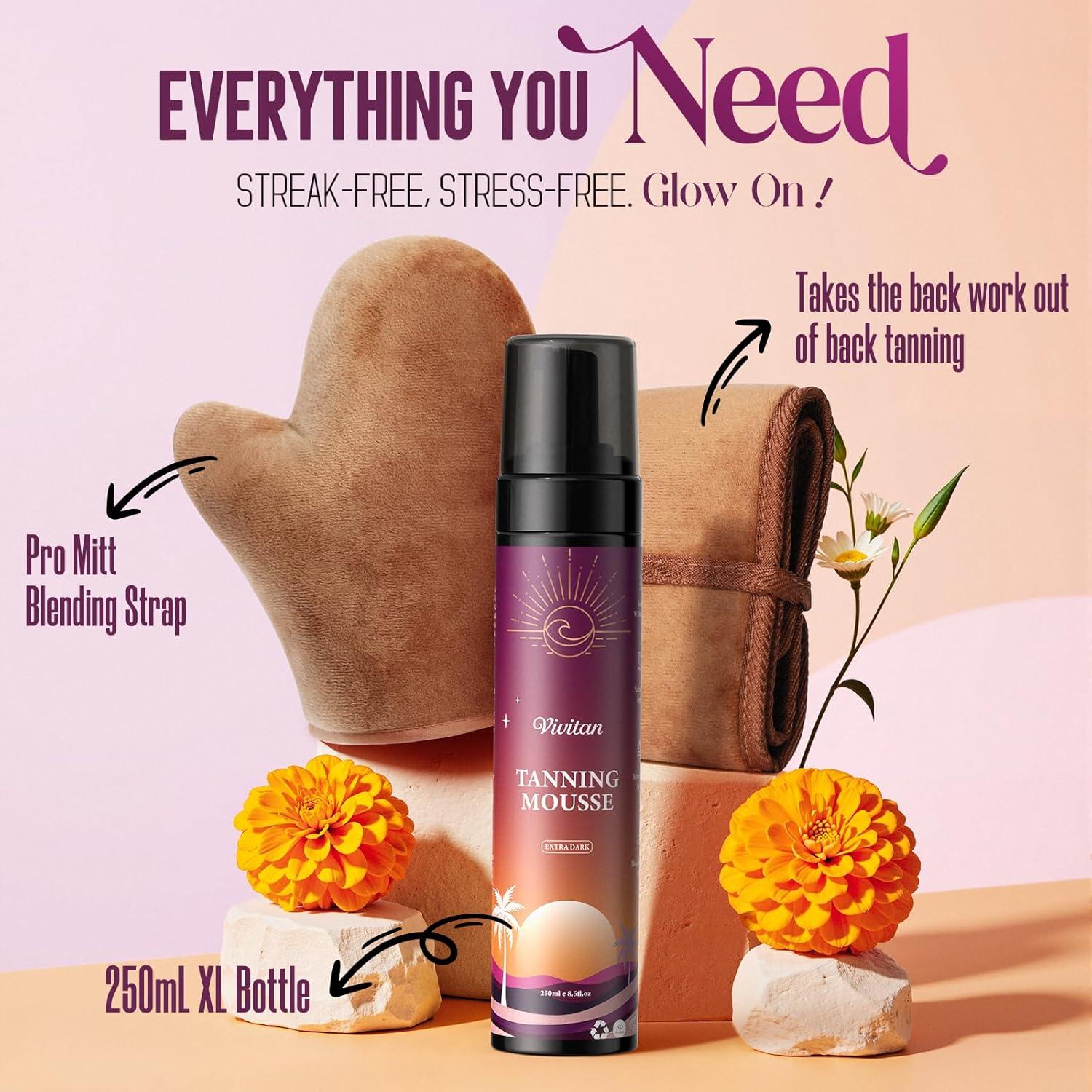 Mousse Autobronceador Extra Oscuro 250mL + Mitón y Correa