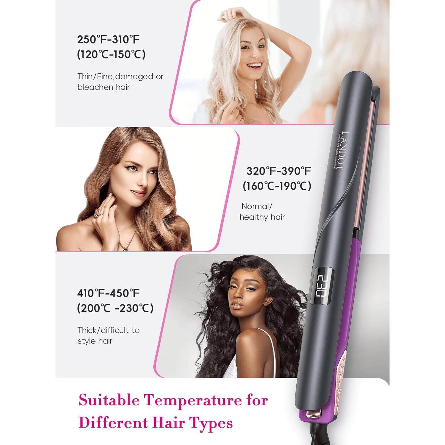 Plancha de Cabello Cerámica LANDOT QF-Z300 1.75" Ajustable