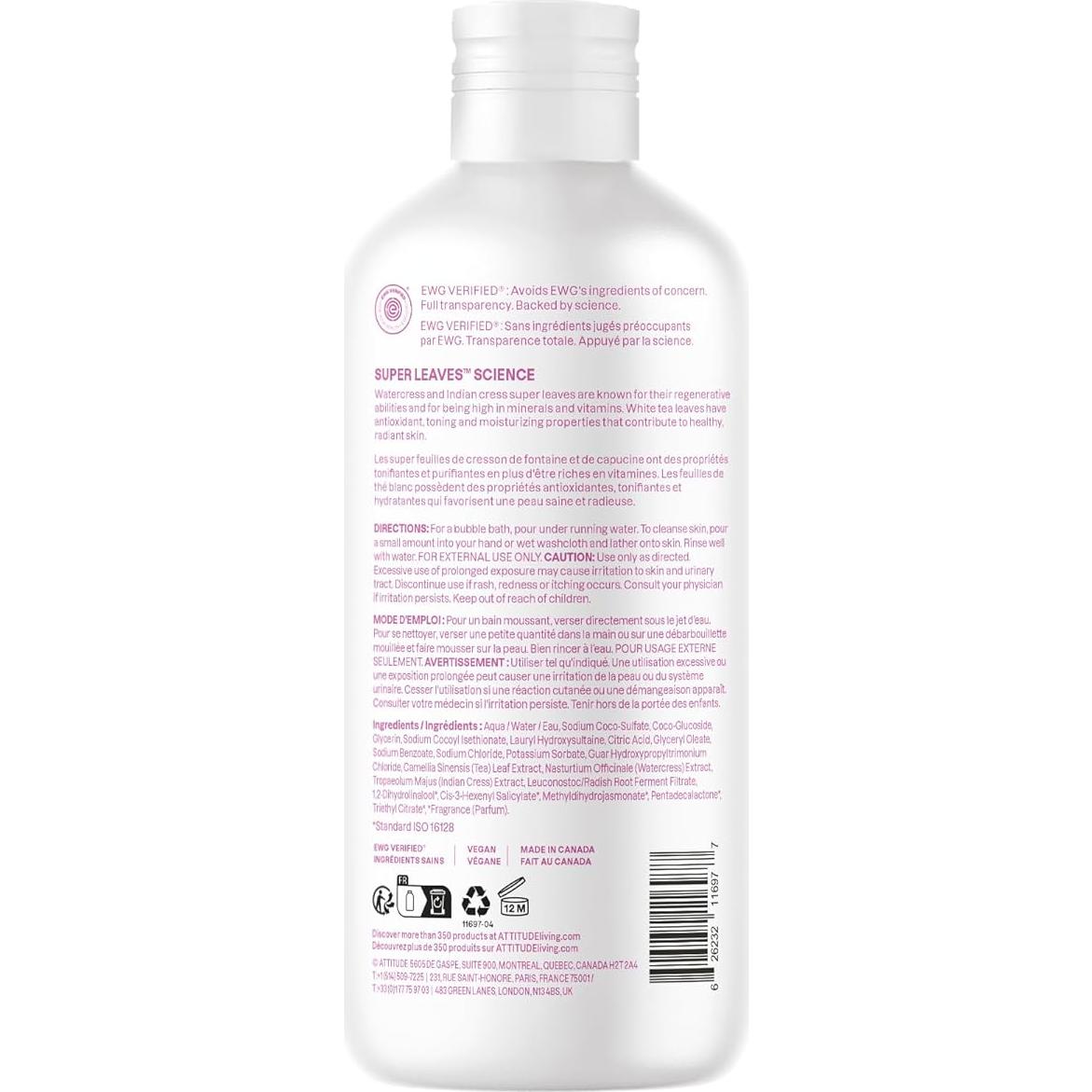 Baño de Burbujas ATTITUDE 473 ml x2 - Hojas de Té Blanco