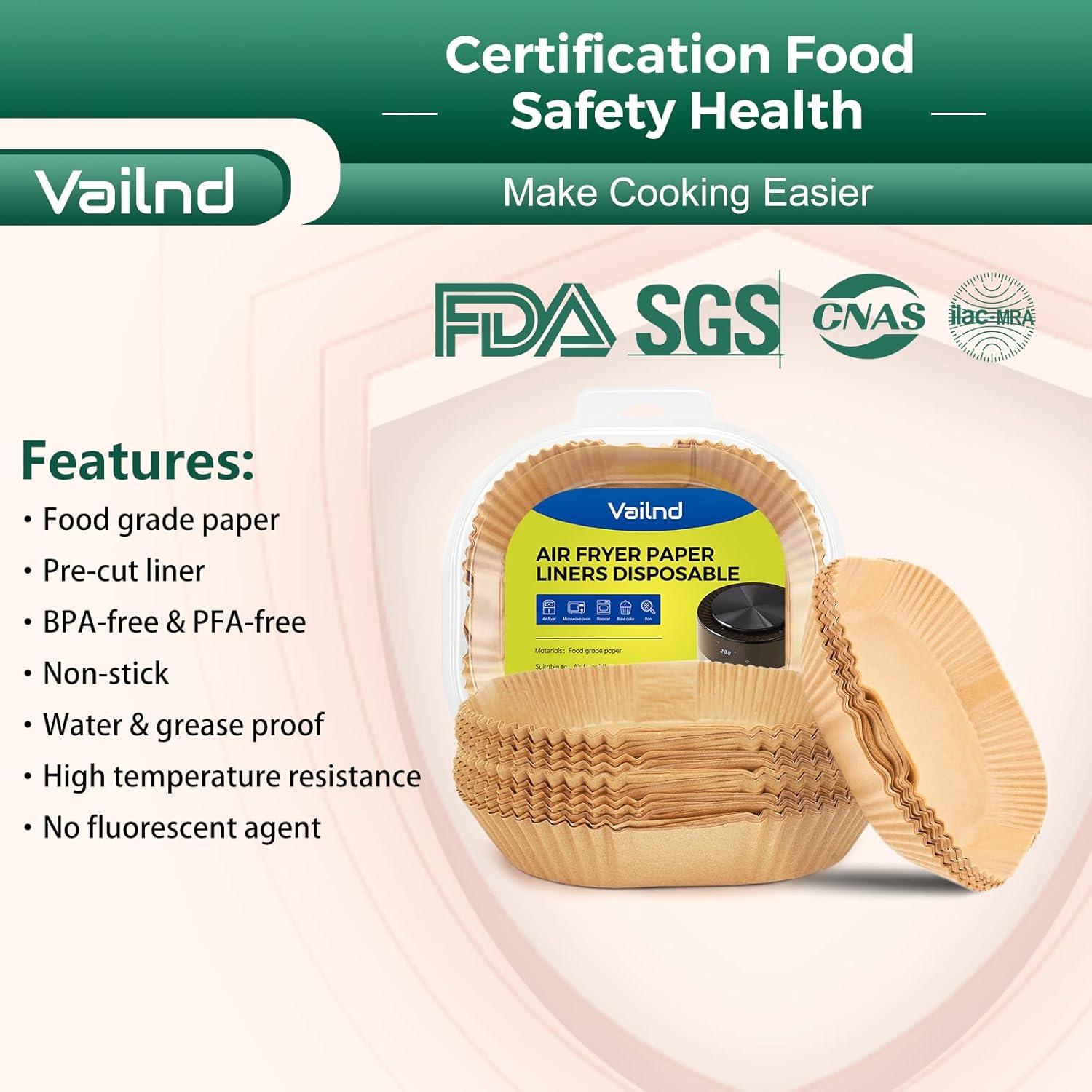 125 Forros de Papel para Freidora de Aire Vailnd 6.5" (16.5 cm)