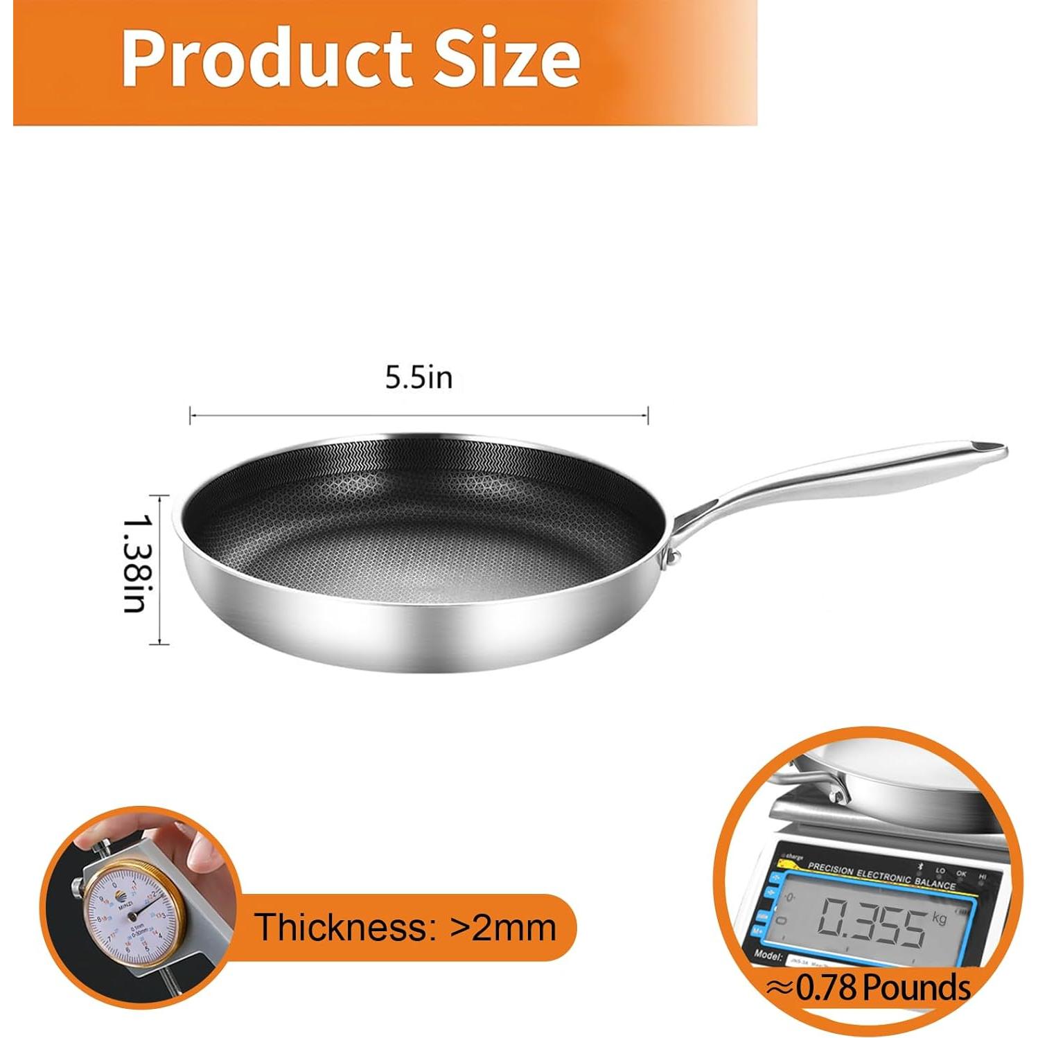 Sartén Pequeña DELARLO de Acero Inoxidable 14 cm Apta para Horno