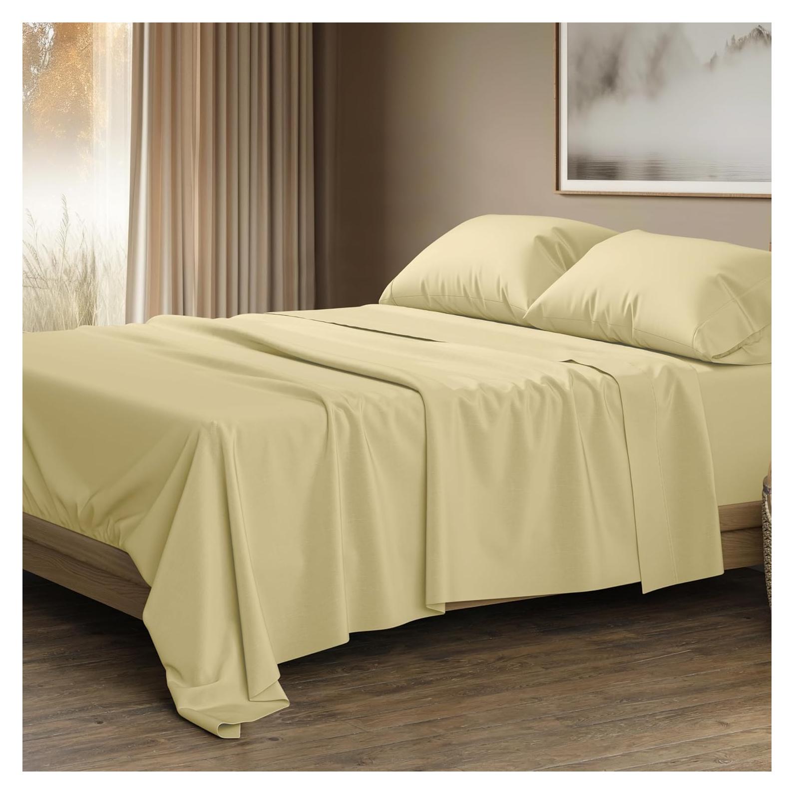 Juego de Sábanas de Algodón Egipcio 1500 Hilos Queen Beige - Thread Spread