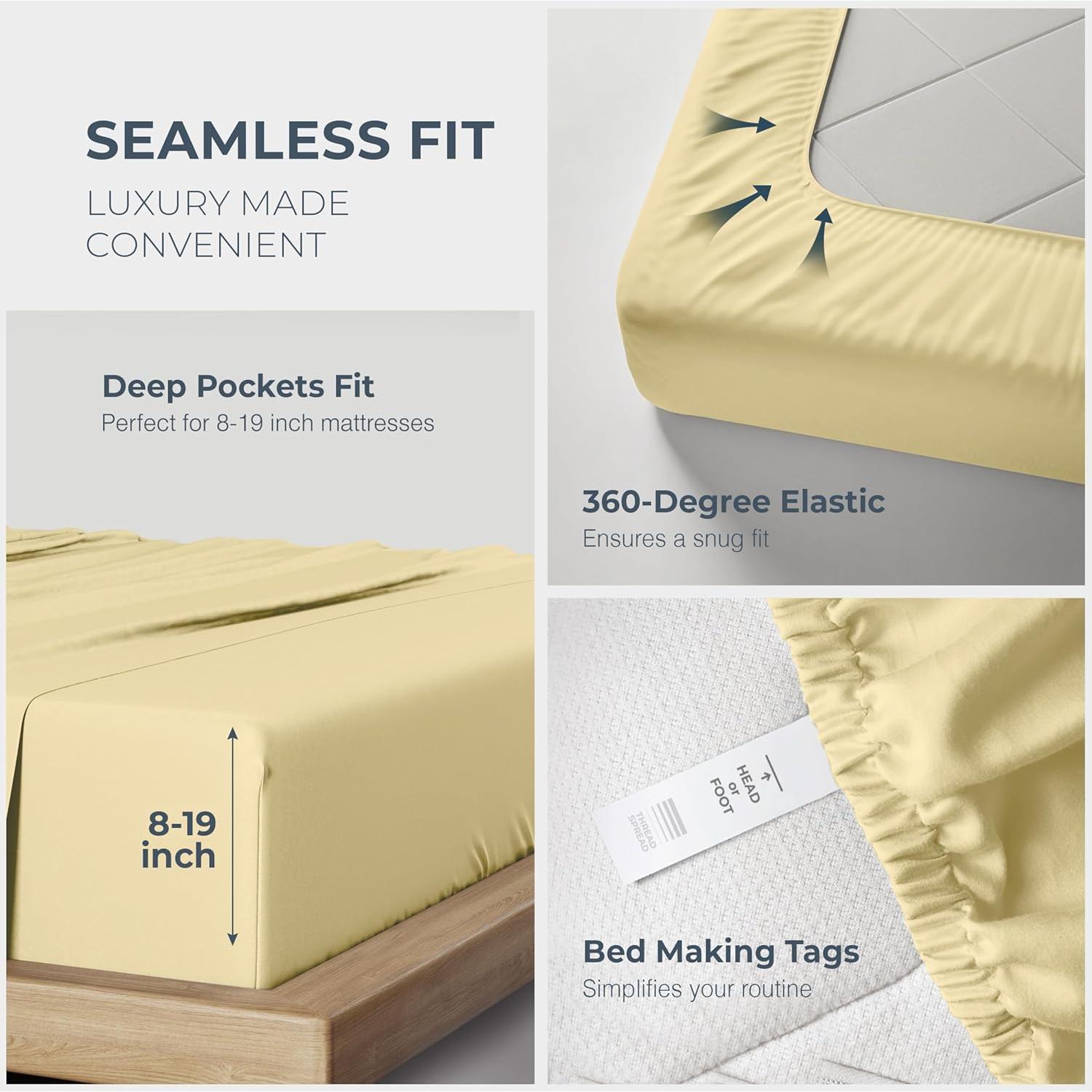 Juego de Sábanas de Algodón Egipcio 1500 Hilos Queen Beige - Thread Spread