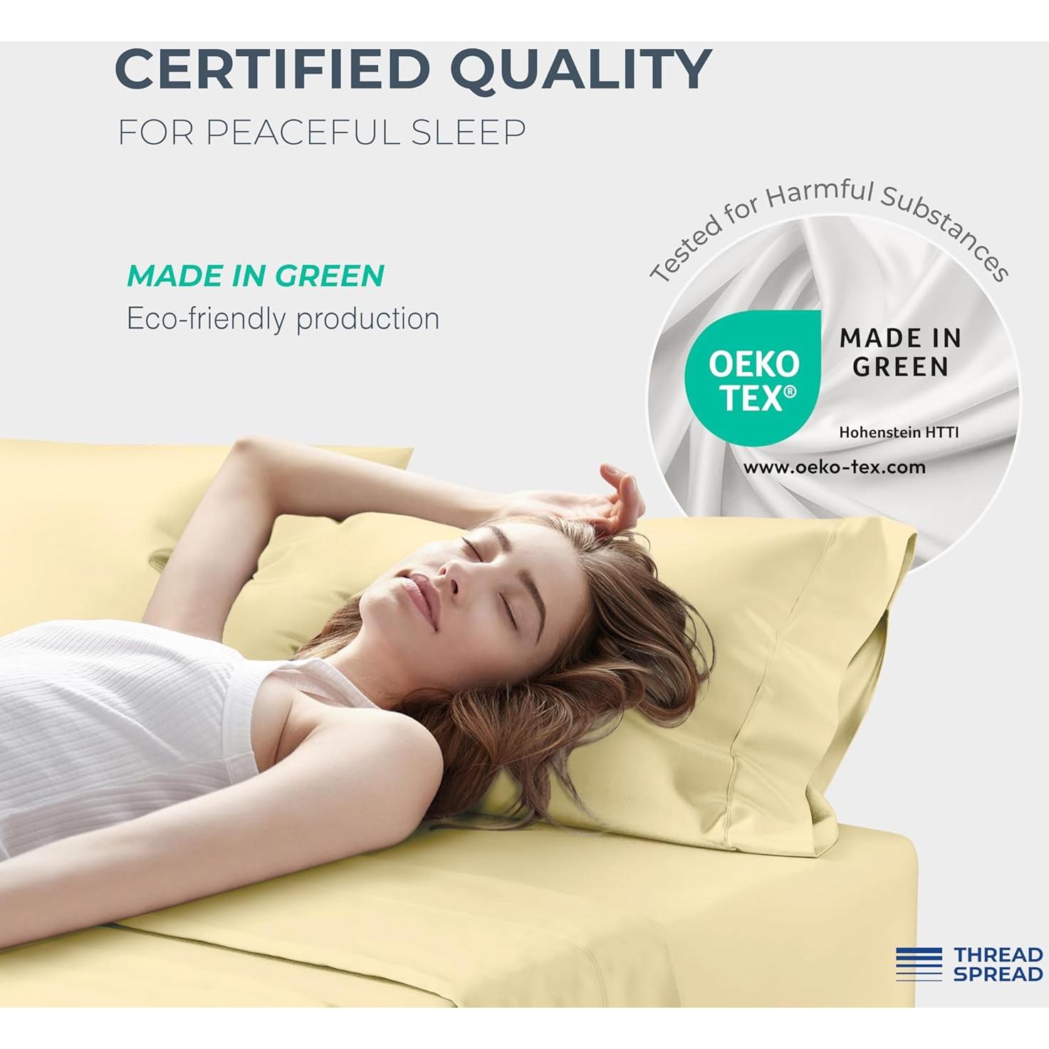 Juego de Sábanas de Algodón Egipcio 1500 Hilos Queen Beige - Thread Spread