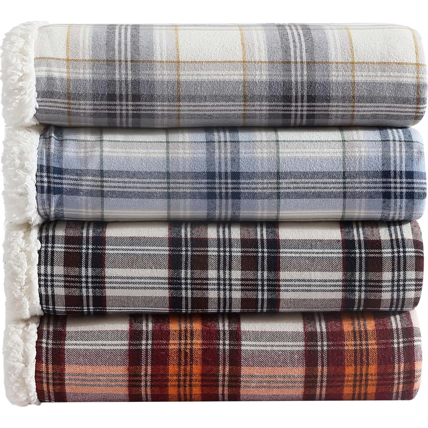 Eddie Bauer - Blanket, Super Soft Reversible Sherpa & Brushed Fleece Bedding, Throw Blankets for Couch, Ideal for Lounging (Edgewood Plaid Blue)