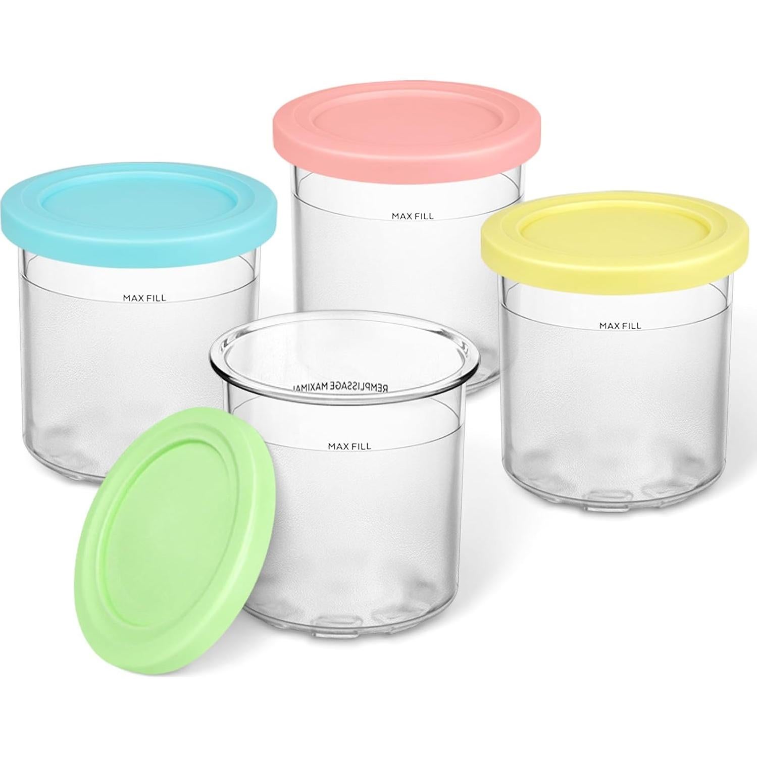 Recipientes de Reemplazo FIRJOY 16 oz para Ninja Creami - 4 Pack Colores