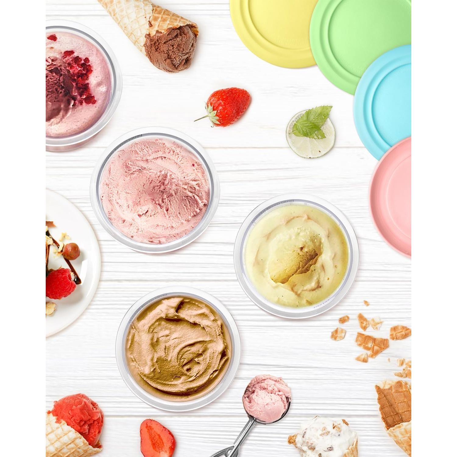 Recipientes de Reemplazo FIRJOY 16 oz para Ninja Creami - 4 Pack Colores
