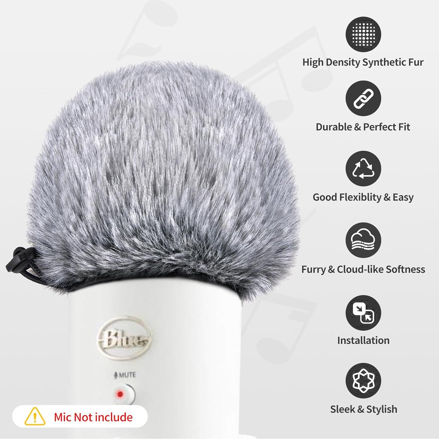 Filtro Pop para Micrófono Blue Yeti - Paravientos Pelo Negro Blanco