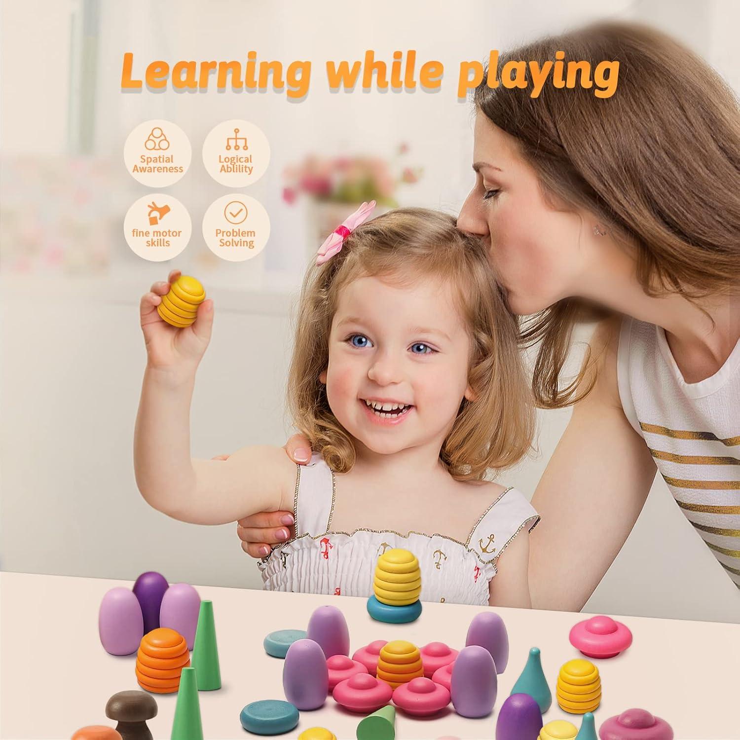 Juguete de Apilamiento Arcoíris Promise Babe 162 Piezas Montessori