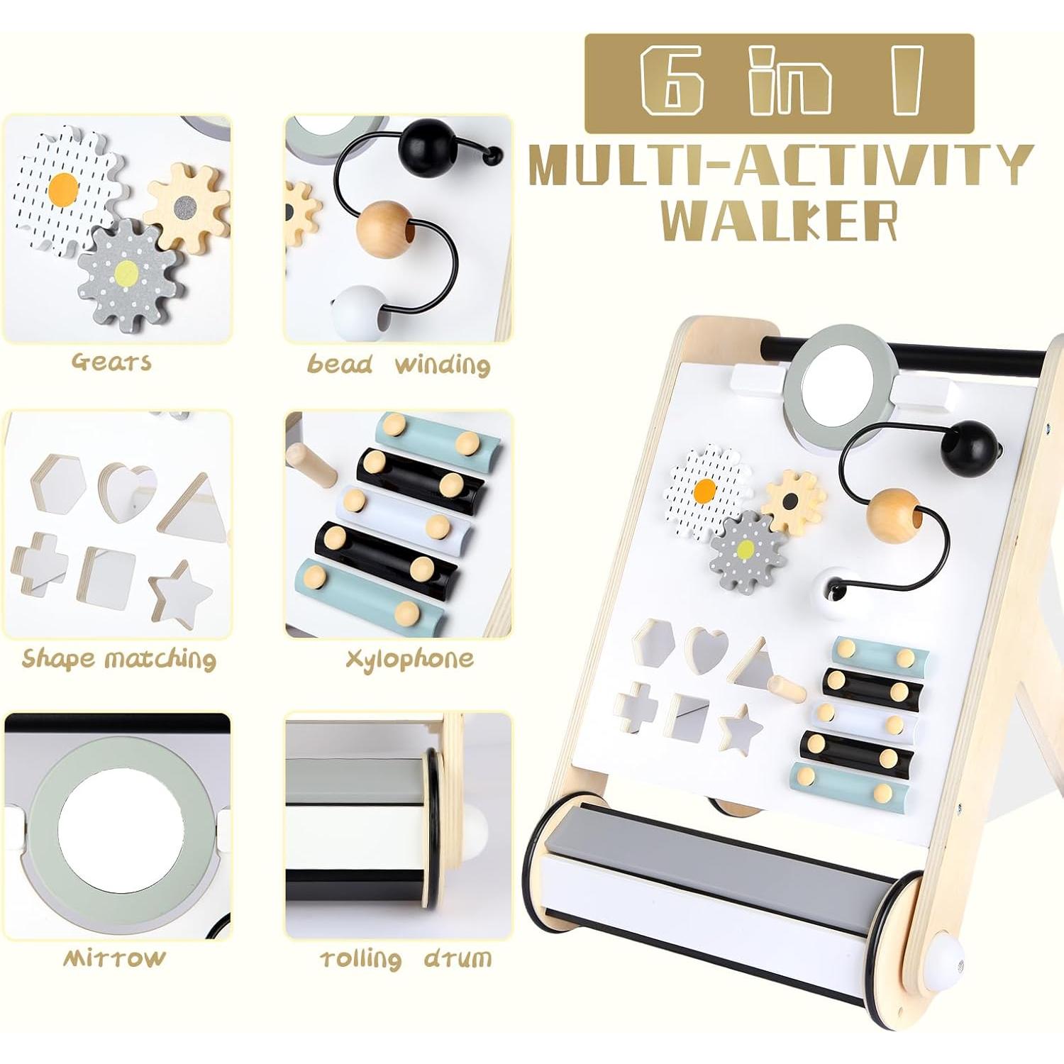 Andador de Madera Asweets con Rodillo Mejorado para Bebés