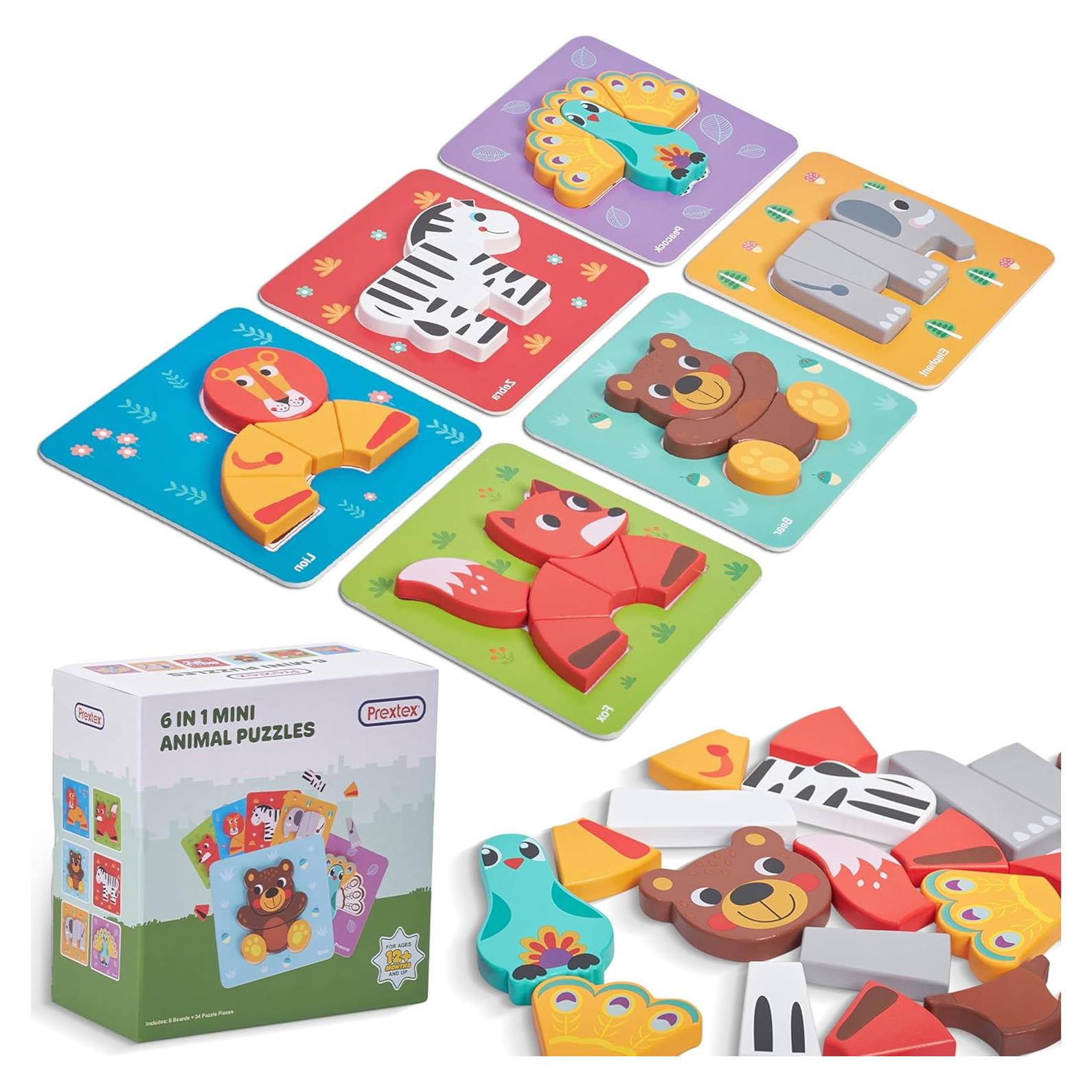Rompecabezas de Madera Prextex 6 Piezas Animales del Zoológico