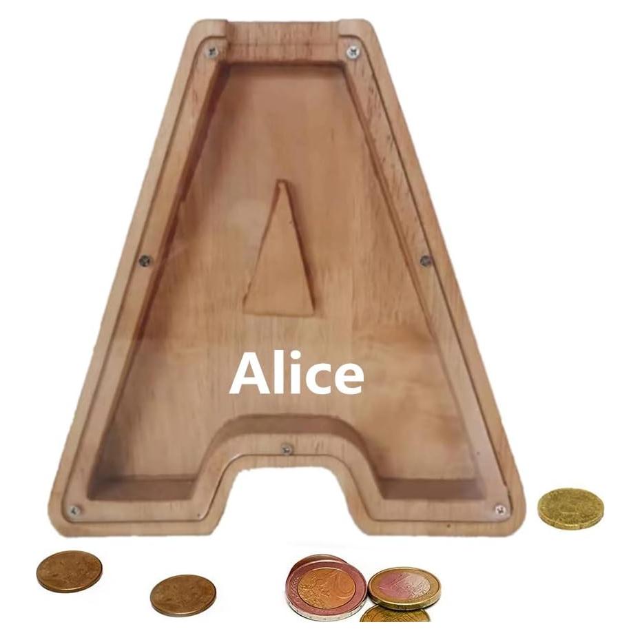 Banco de Ahorro de Madera Personalizado Moonase 18x18 cm