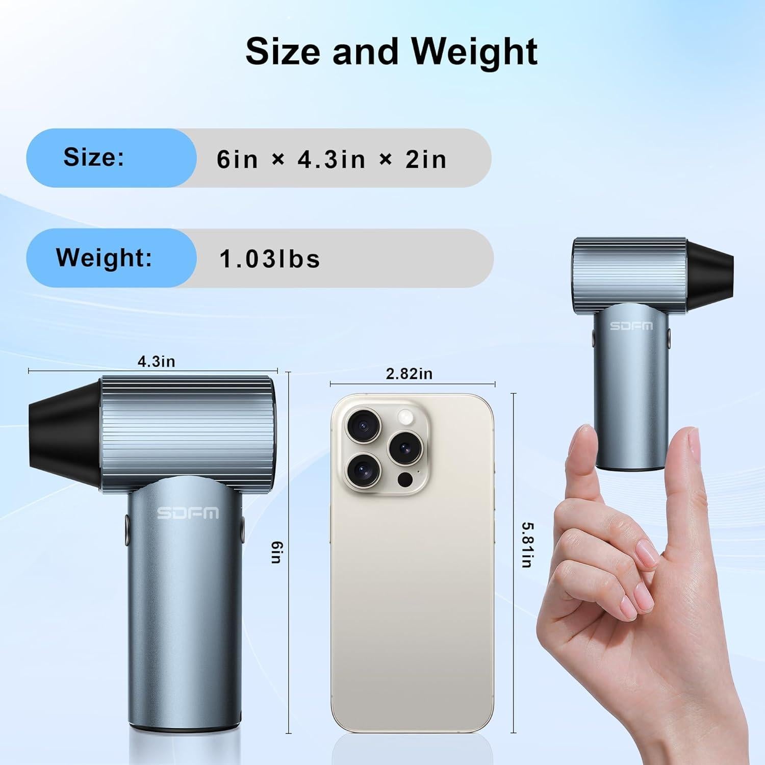 Soplador Inalámbrico SDFM X7 3 Velocidades 0.28 kg